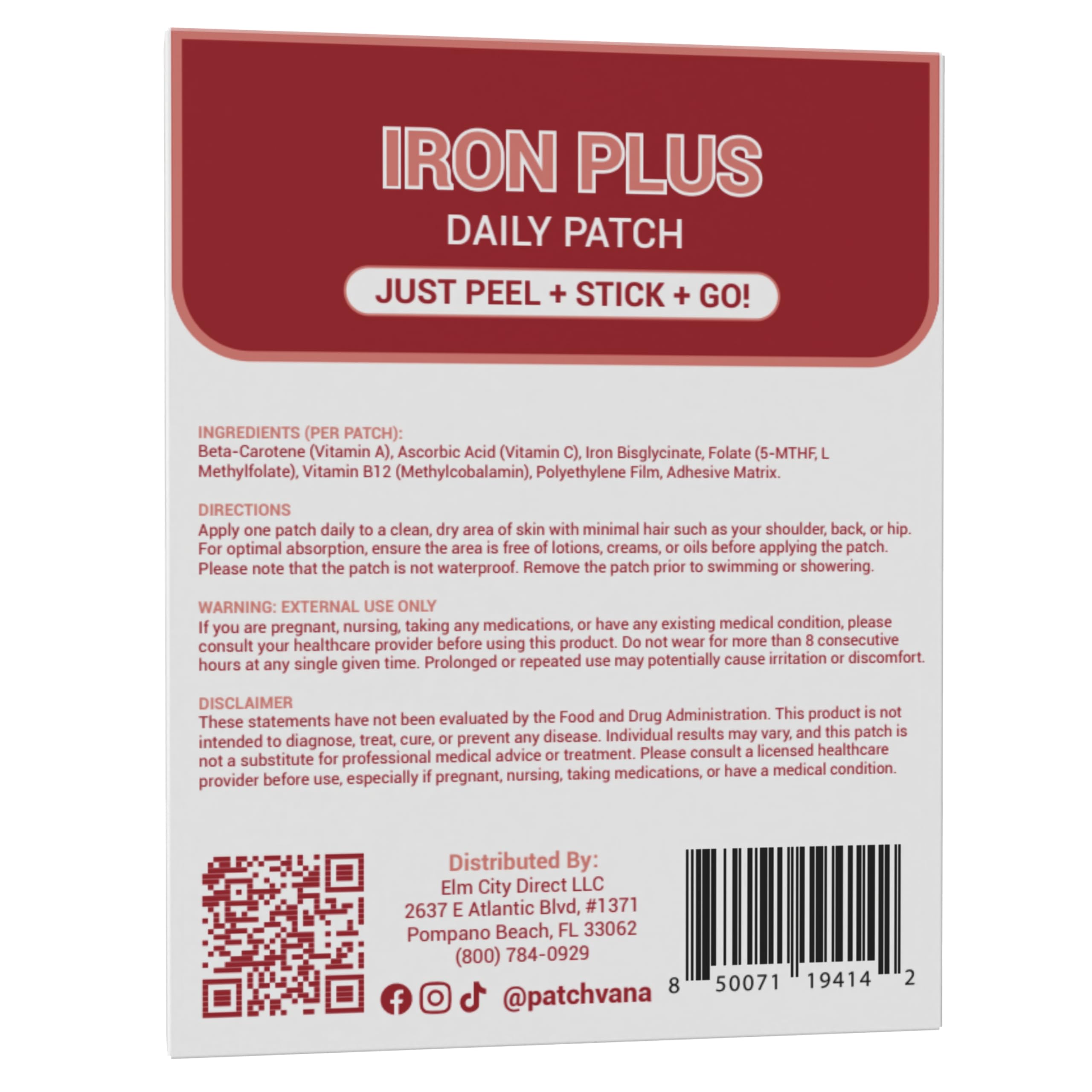 Patchvana Iron Plus Patch for Women & Men, 1 Month Supply, 30 Patches PatchvanaAu supplements