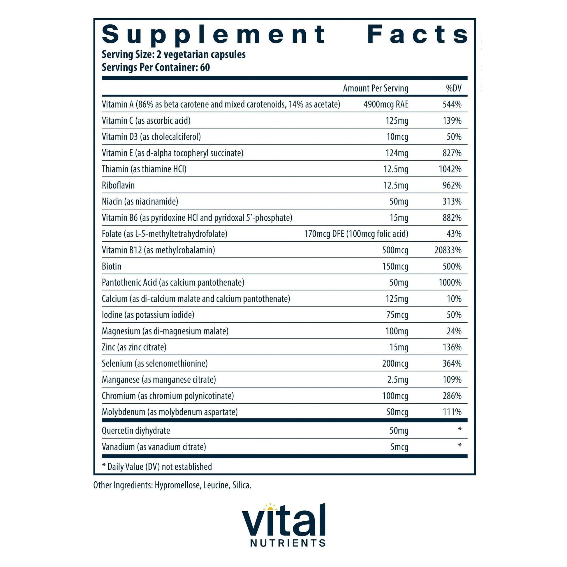 Vital Nutrients Multi-Nutrients 5 Ultra Antioxidant Formula | Boron, Copper, and Iron Free | Vegetarian Daily Multivitamin and Mineral Vital NutrientsAu supplements
