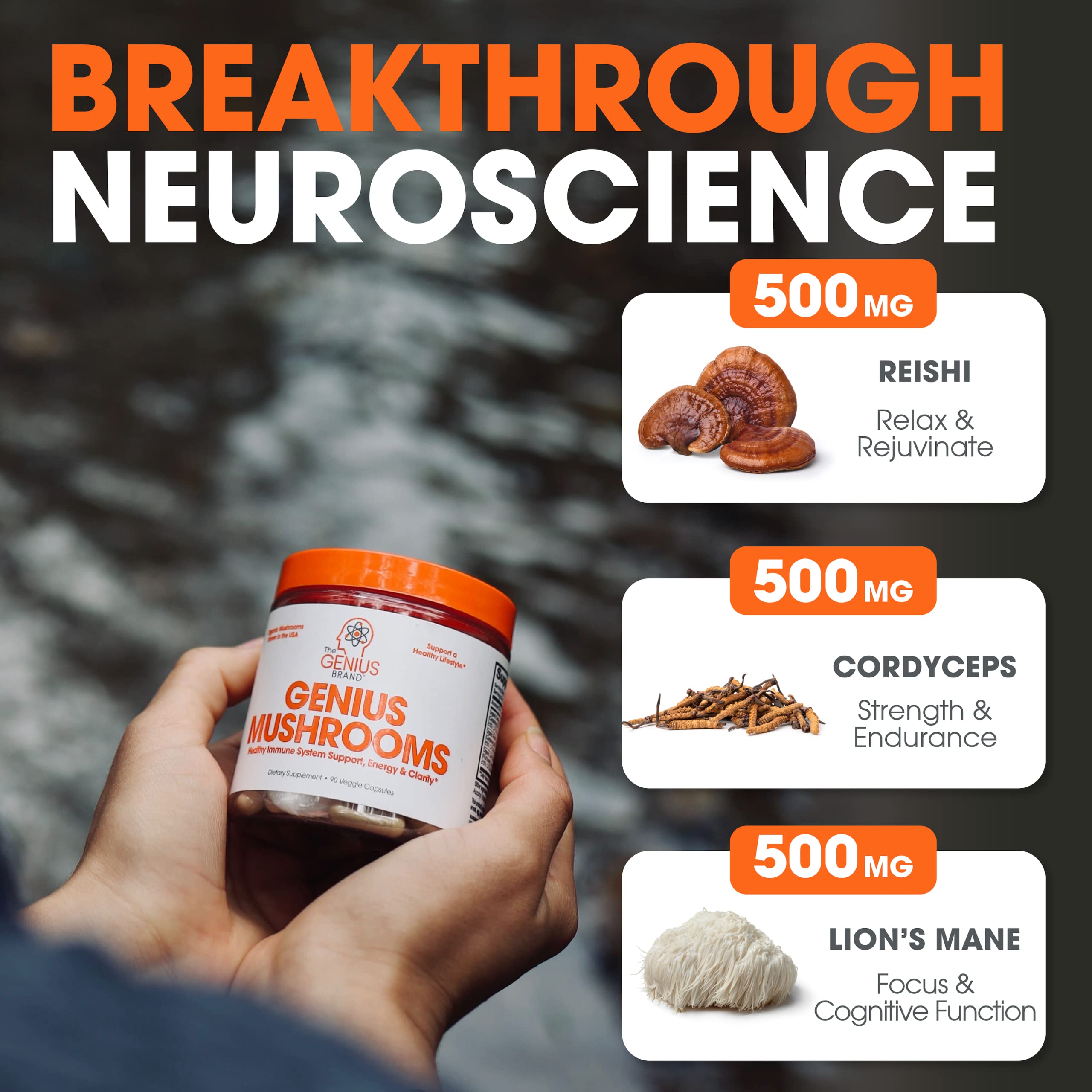 The Genius Brand - Lions Mane, Cordyceps and Reishi- Genius Mushroom The Genius BrandAu supplements