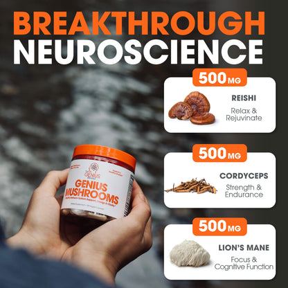 The Genius Brand - Lions Mane, Cordyceps and Reishi- Genius Mushroom The Genius BrandUS supplements