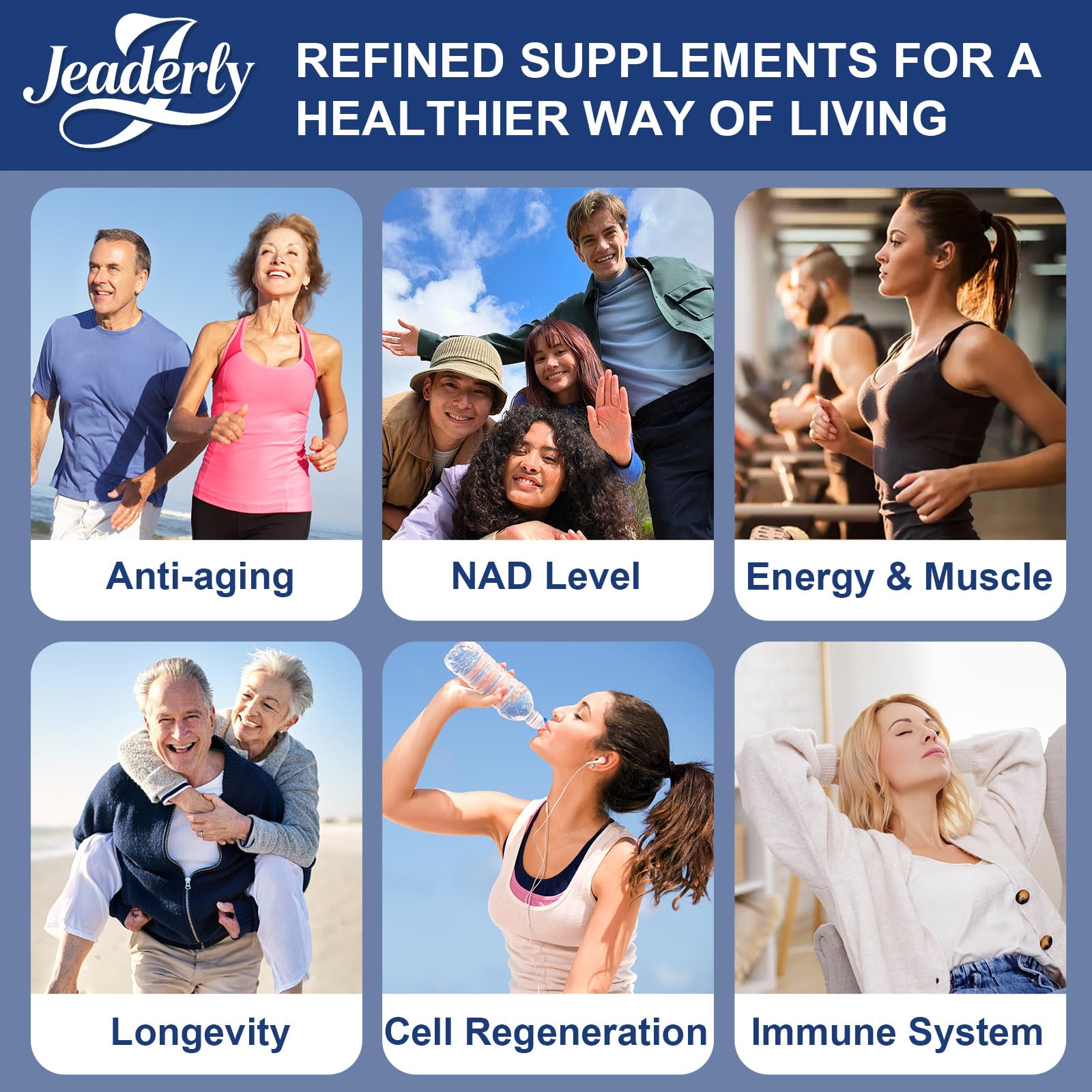 Jeaderly 1100mg NMN & Trans-Resveratrol, 3-in-1 Supplement, 60 Veggie Capsules – Supports NAD+ Boost*, Cellular Energy, Immune Function, Muscle Health & Anti-Aging, 30-Day Supply JeaderlyAu supplements