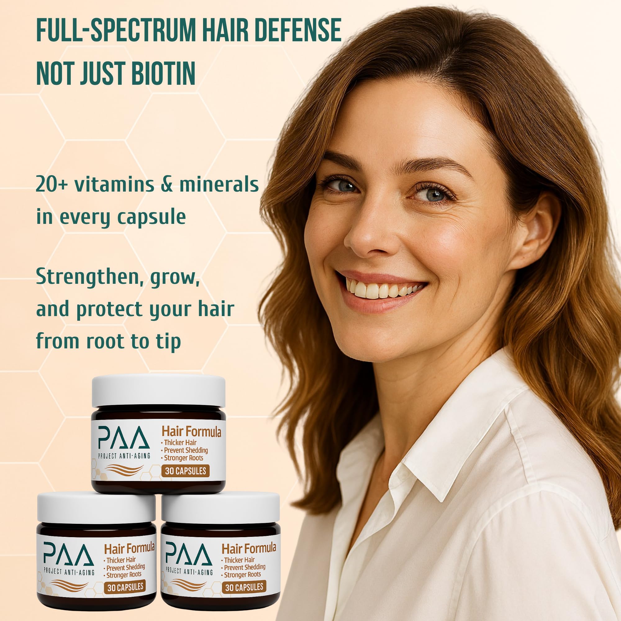 Project Anti-Aging Menopause Hair Don’t Care – Hair Growth Vitamins for Women 40+ to Support Thinning, Volume, Skin & Nails – Nutrient-Rich Supplement for Stronger, Fuller – Visible Results Project Anti-AgingAu supplements