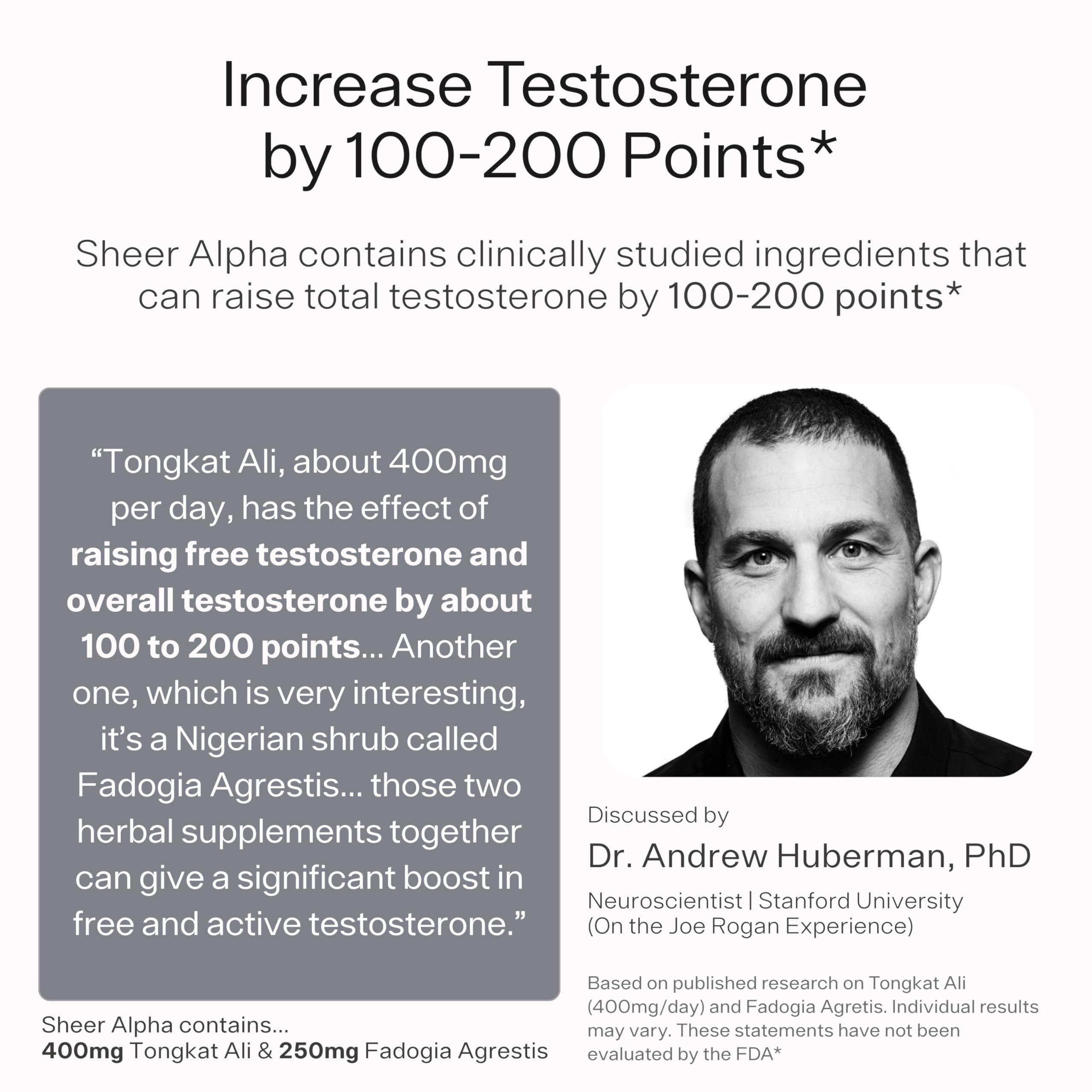 Testosterone Booster for Men - Sheer Alpha T-Booster - Clinically Backed Dose, Strongest Formula - Made in USA - Premium Blend of Fadogia Agrestis Tongkat Ali and Shilajit. 30 Servings Sheer Strength LabsAu supplements