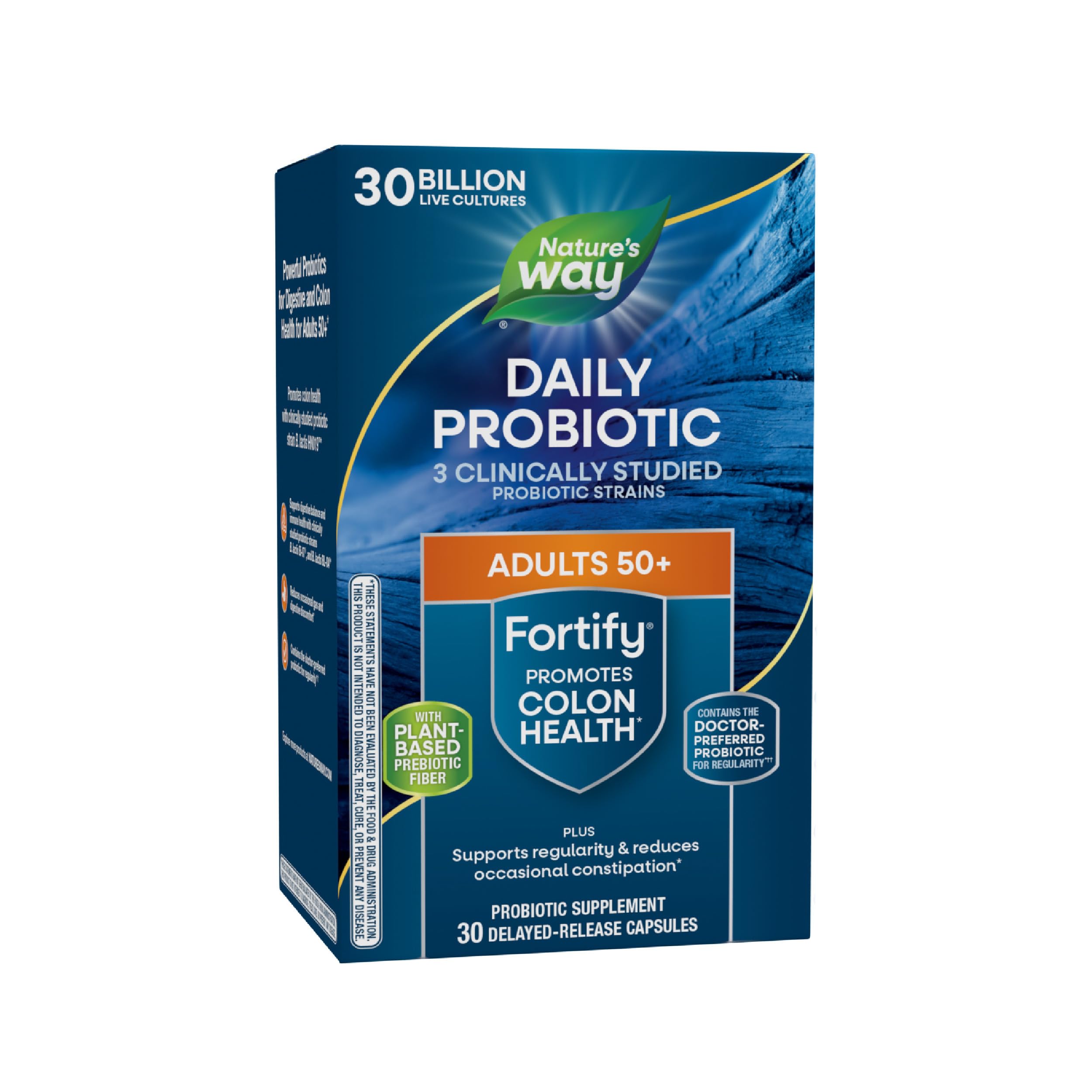 Nature's Way Fortify 50+ Daily Probiotic for Men & Women, 30 Billion Live Cultures, Colon, Digestive, and Immune Health Support* Supplement, 30 Capsules Nature's WayAu supplements
