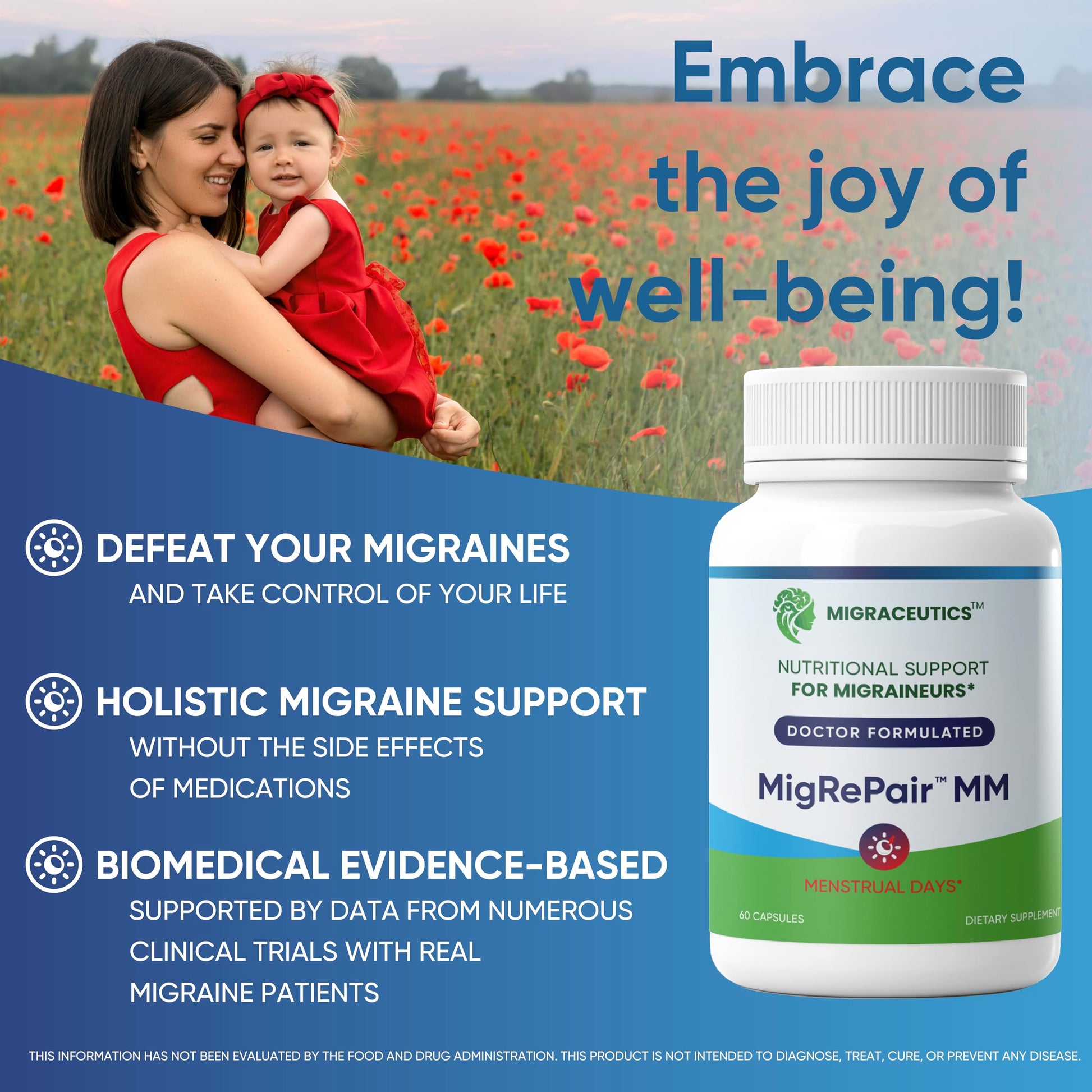 MigRePair MM Bottle of 60 - Doctor Formulated Natural Herbal Migraine Supplement for Women, Menstrual Migraine Relief, Hormonal Migraine Support with Feverfew, White Willow Bark Pine Bark & Grape Seed MigraceuticsAu supplements