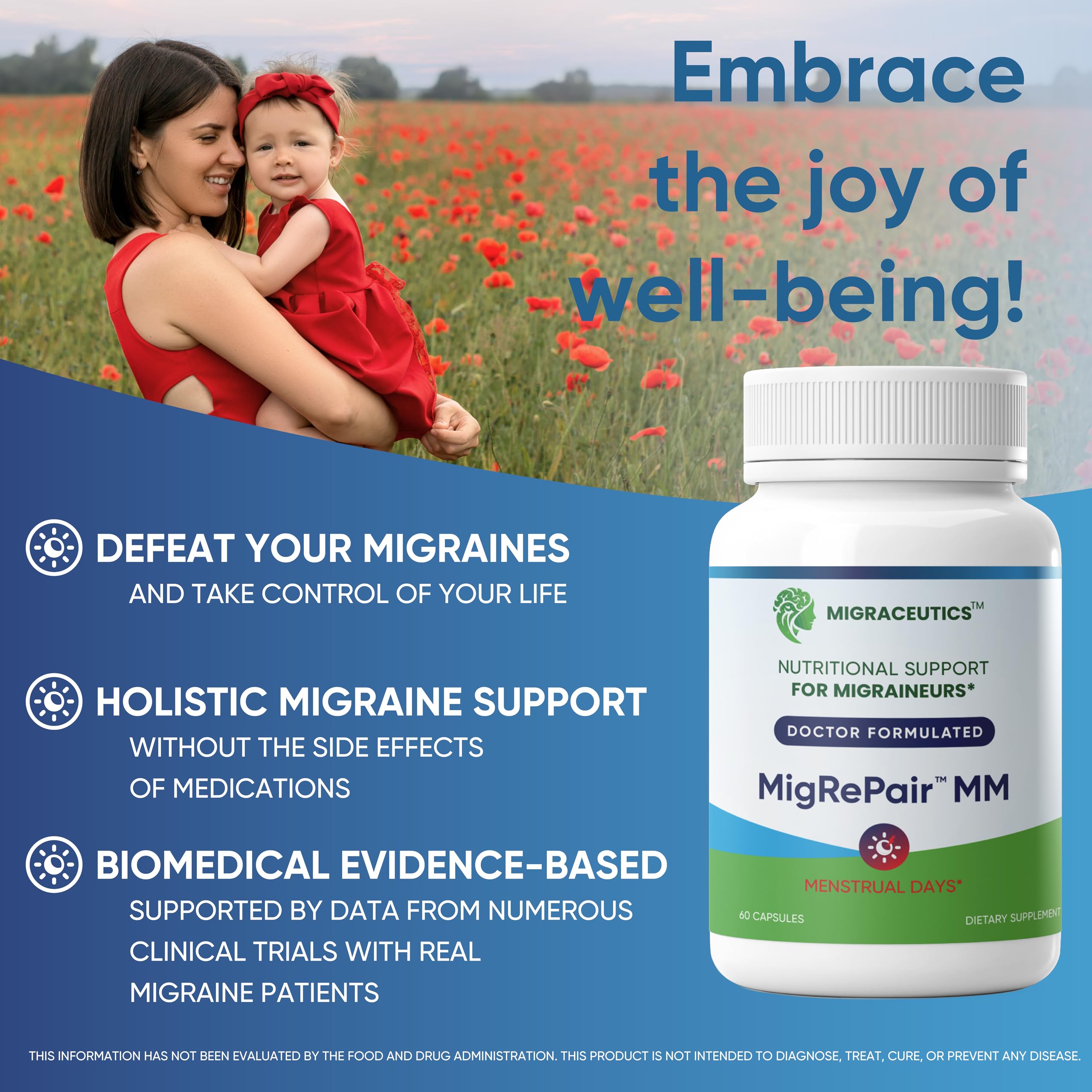 MigRePair MM Bottle of 60 - Doctor Formulated Natural Herbal Migraine Supplement for Women, Menstrual Migraine Relief, Hormonal Migraine Support with Feverfew, White Willow Bark Pine Bark & Grape Seed MigraceuticsAu supplements