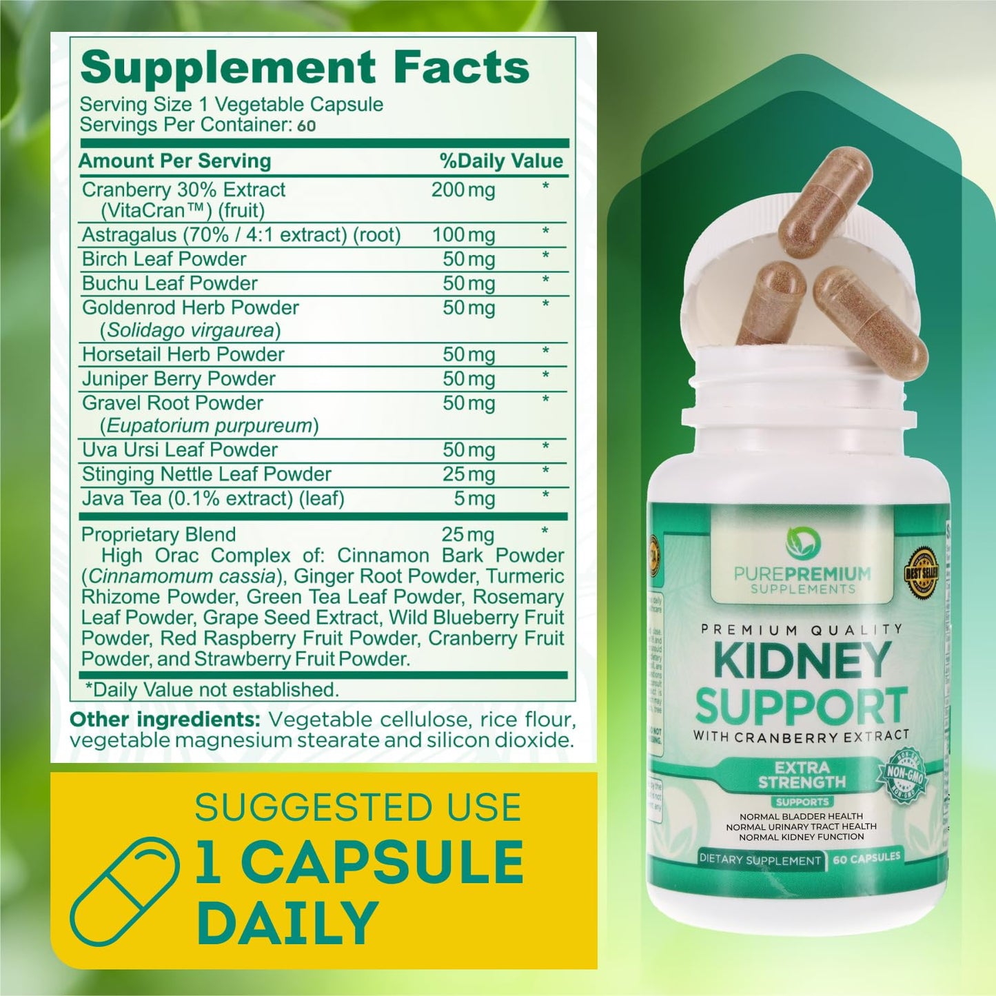 PurePremium Kidney Support Supplement with Cranberry Extract - Kidney Cleanse, Detox PurePremium SupplementsUS supplements