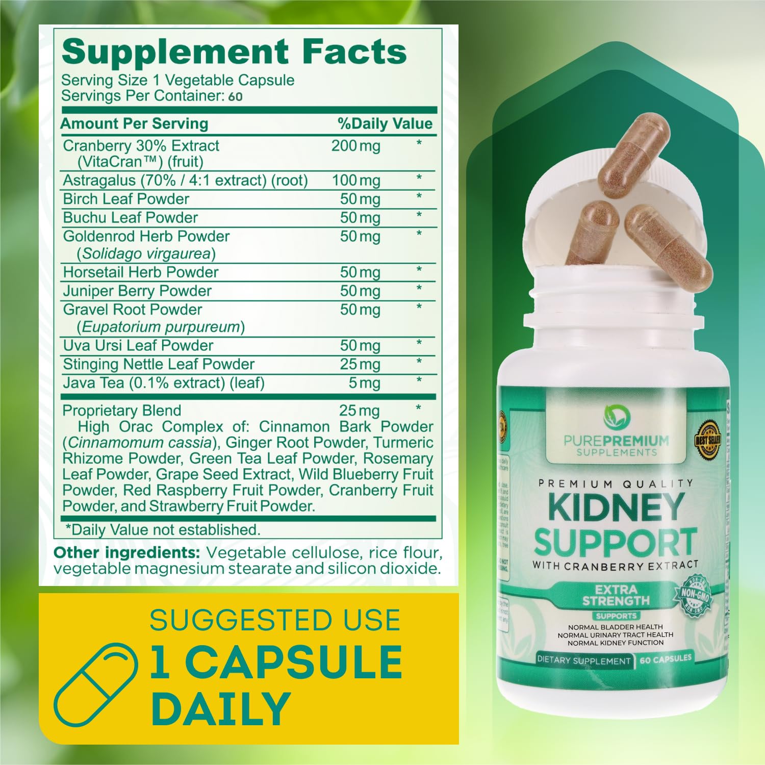 PurePremium Kidney Support Supplement with Cranberry Extract - Kidney Cleanse, Detox PurePremium SupplementsAu supplements