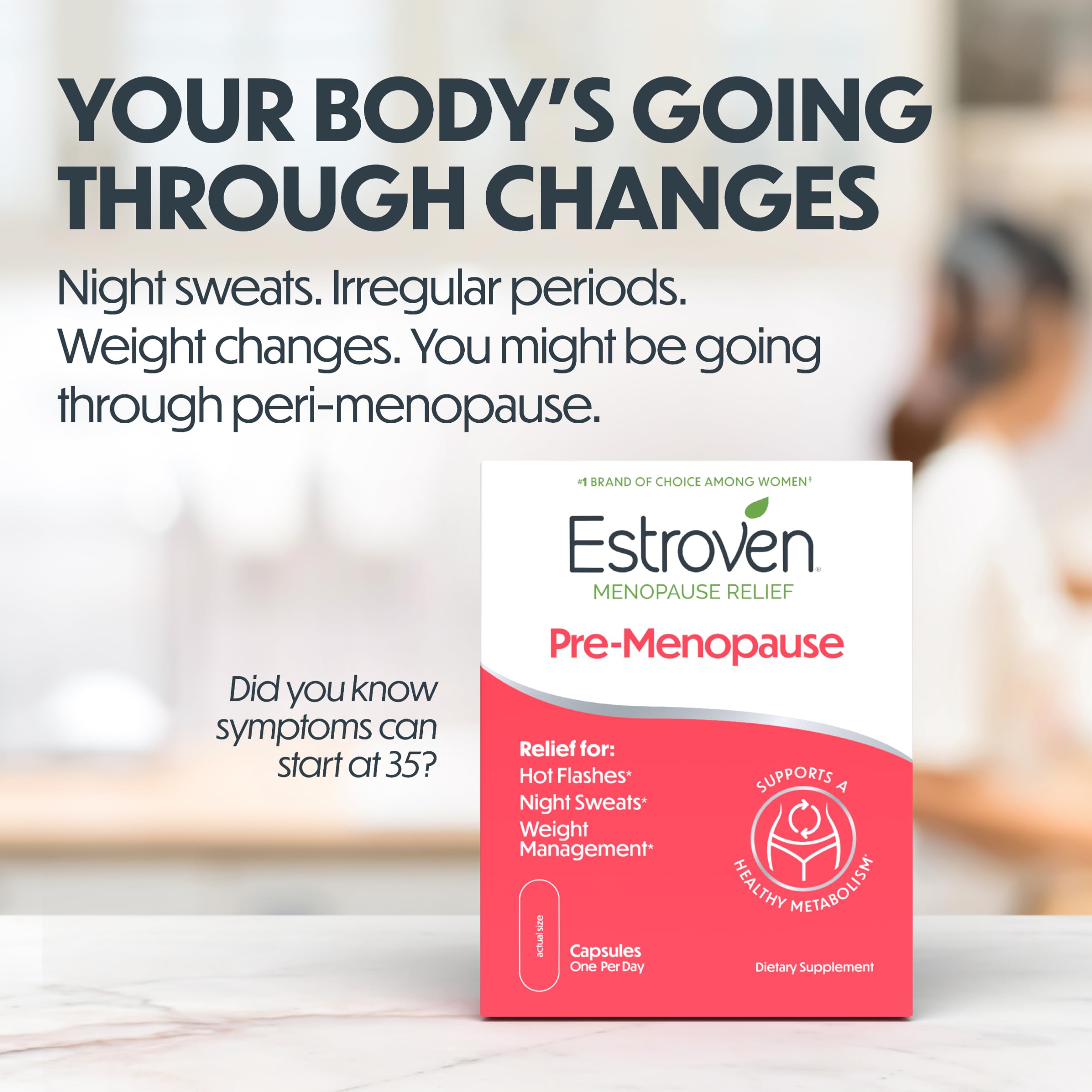 Estroven Pre-Menopause Relief, 30 Ct., Clinically Proven Ingredients, Provides Menopause Relief plus Night Sweats & Hot Flash Relief, Drug-Free or Estrogen Free EstrovenAu supplements