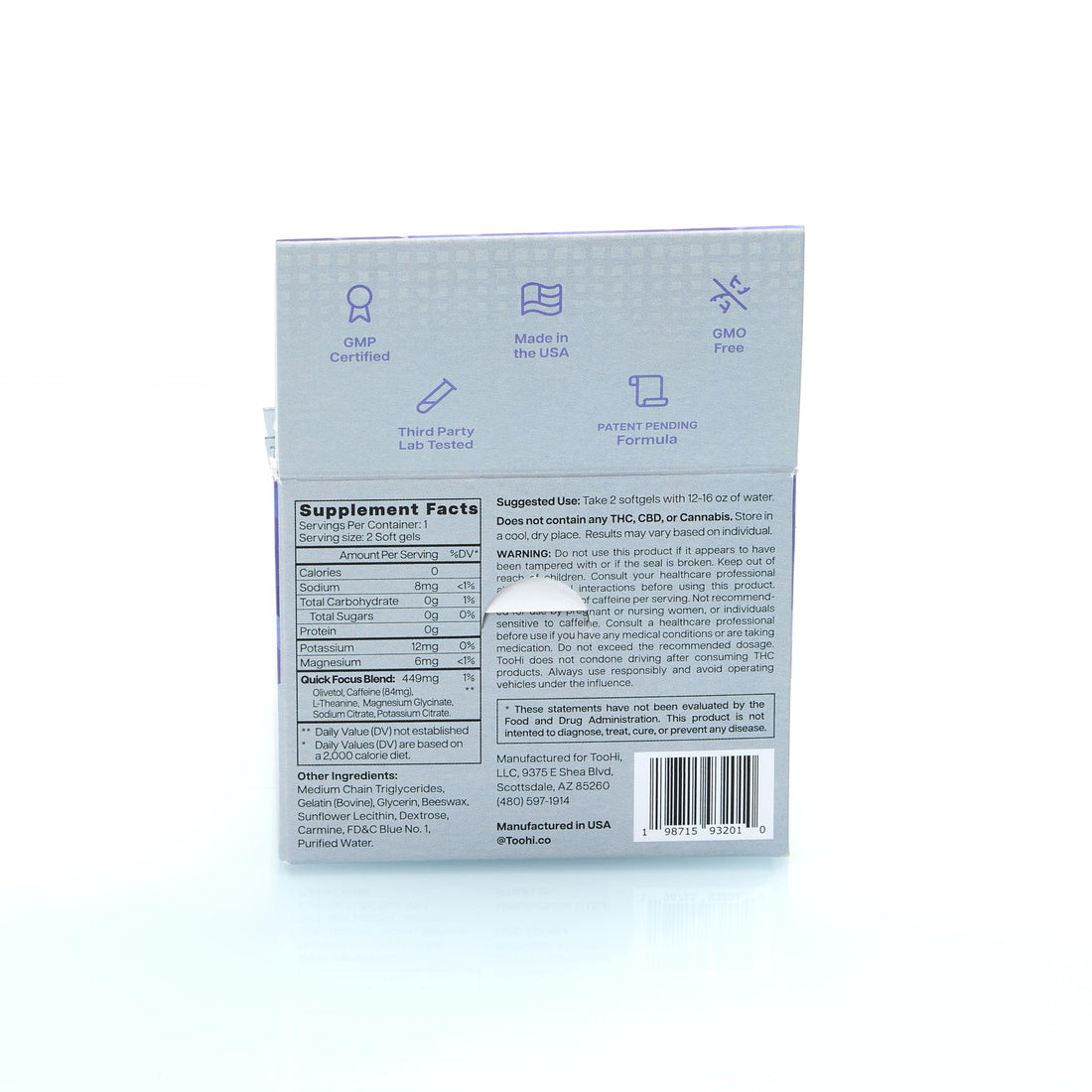 TooHi Reset Softgels - Proprietary Blend with Additional Caffeine (84mg), L-Theanine & Electrolytes | Patent Pending - 10 Doses TooHiAu supplements
