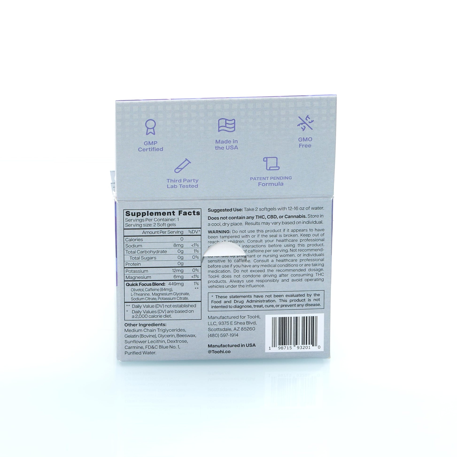 TooHi Reset Softgels - Proprietary Blend with Additional Caffeine (84mg), L-Theanine & Electrolytes | Patent Pending - 10 Doses TooHiAu supplements