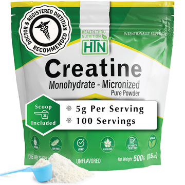 Health Thru Nutrition Creatine Monohydrate Micronized Powder – 500g Pure Unflavored – 5g Per Scoop – Workout Support, Muscle Fuel and Recovery Bulk Supplement | Non-GMO, Vegan Health Thru NutritionAu supplements
