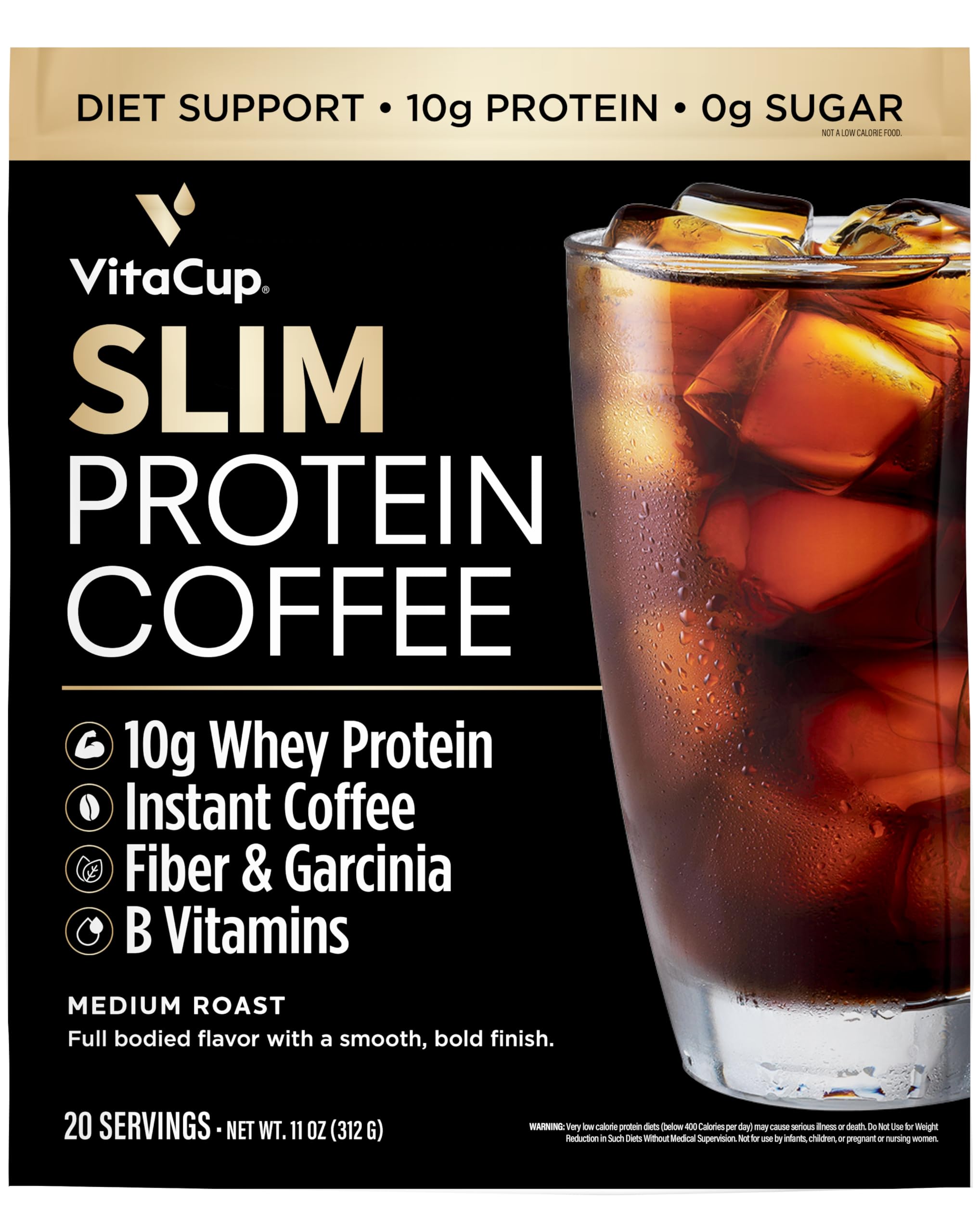 VitaCup Slim Protein Coffee for Diet Support, Instant Coffee w/Whey Protein Powder VitaCupUS supplements