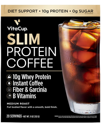 VitaCup Slim Protein Coffee for Diet Support, Instant Coffee w/Whey Protein Powder VitaCupUS supplements