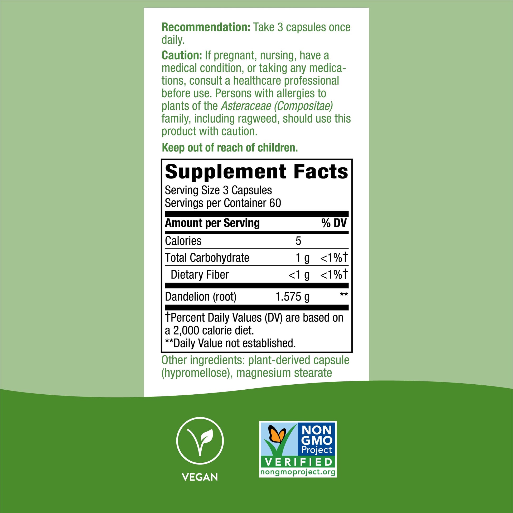 Nature's Way Dandelion Root Diuretic Herb* 525 mg per Capsule Non-GMO Nature's WayAu supplements