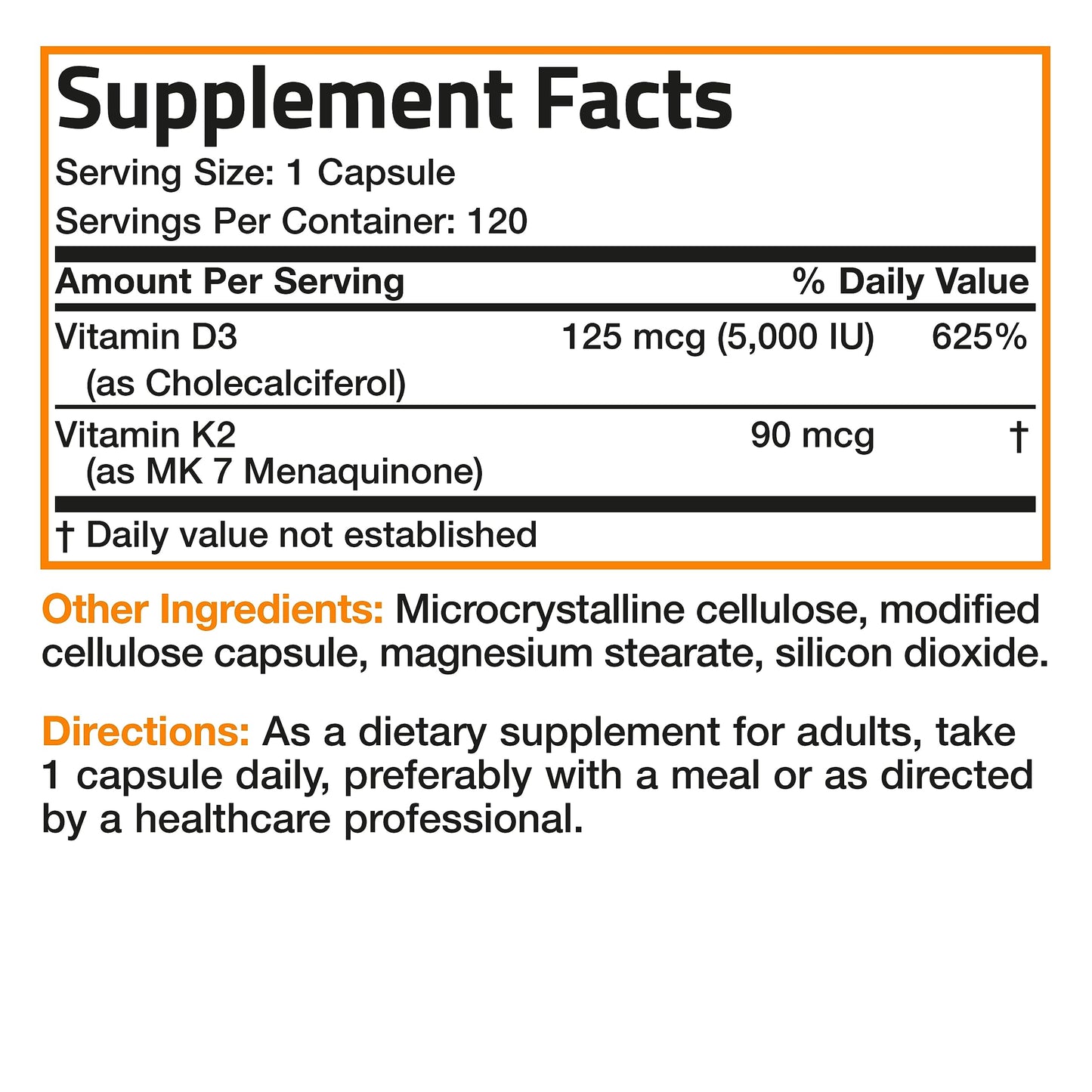 Bronson Vitamin K2 (MK7) with D3 Supplement Non-GMO Formula 5000 IU Vitamin BronsonUS supplements