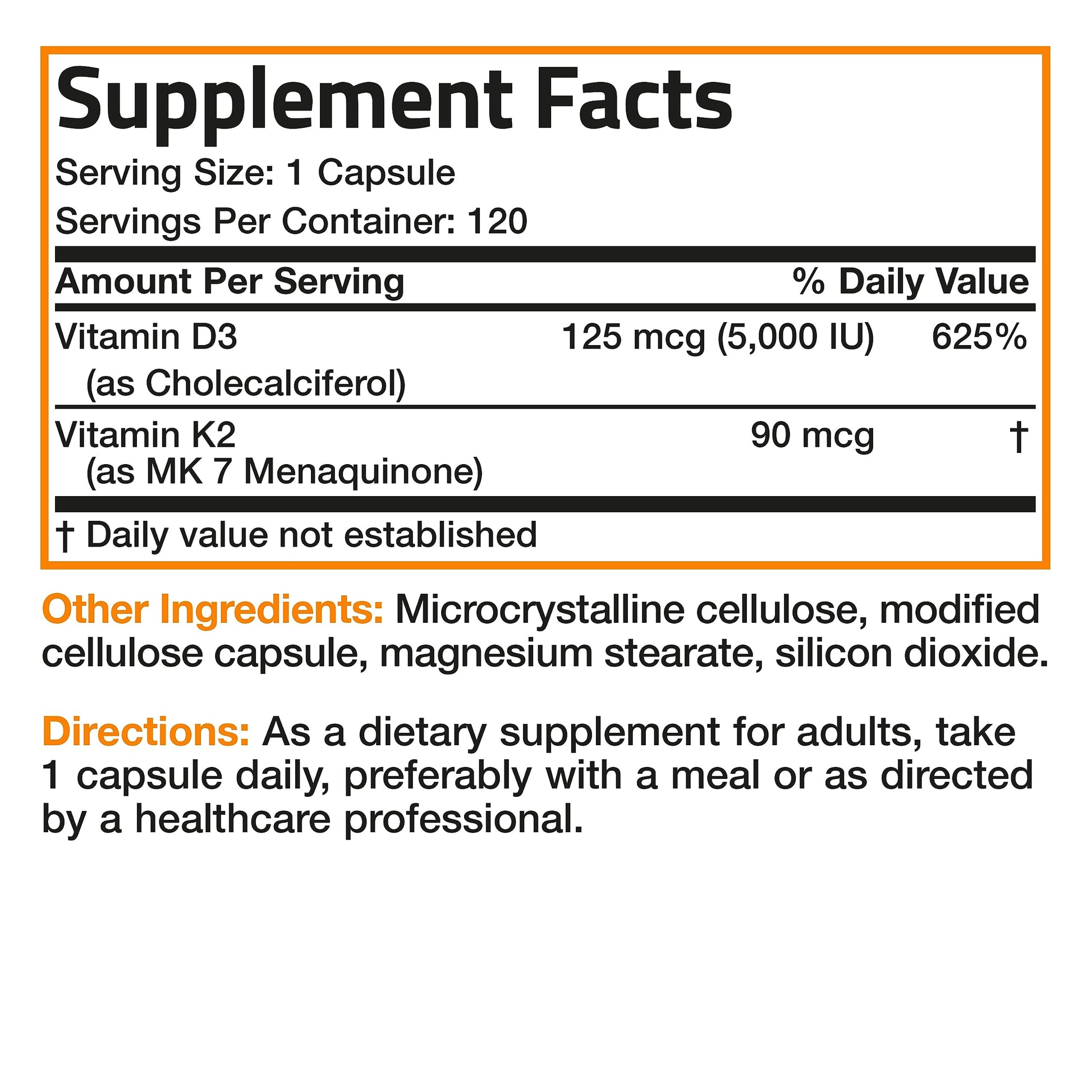 Bronson Vitamin K2 (MK7) with D3 Supplement Non-GMO Formula 5000 IU Vitamin BronsonAu supplements