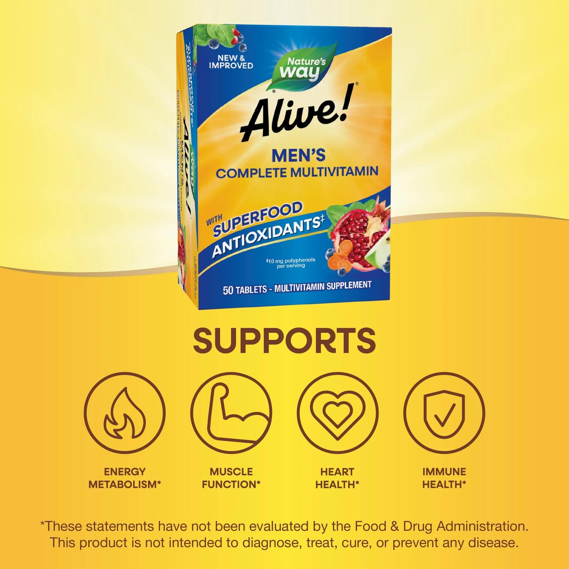 Nature's Way Alive! Men's Complete Multivitamin, Supports Energy Metabolism & Muscle Function*, B-Vitamins, Superfood Antioxidants Nature's WayAu supplements