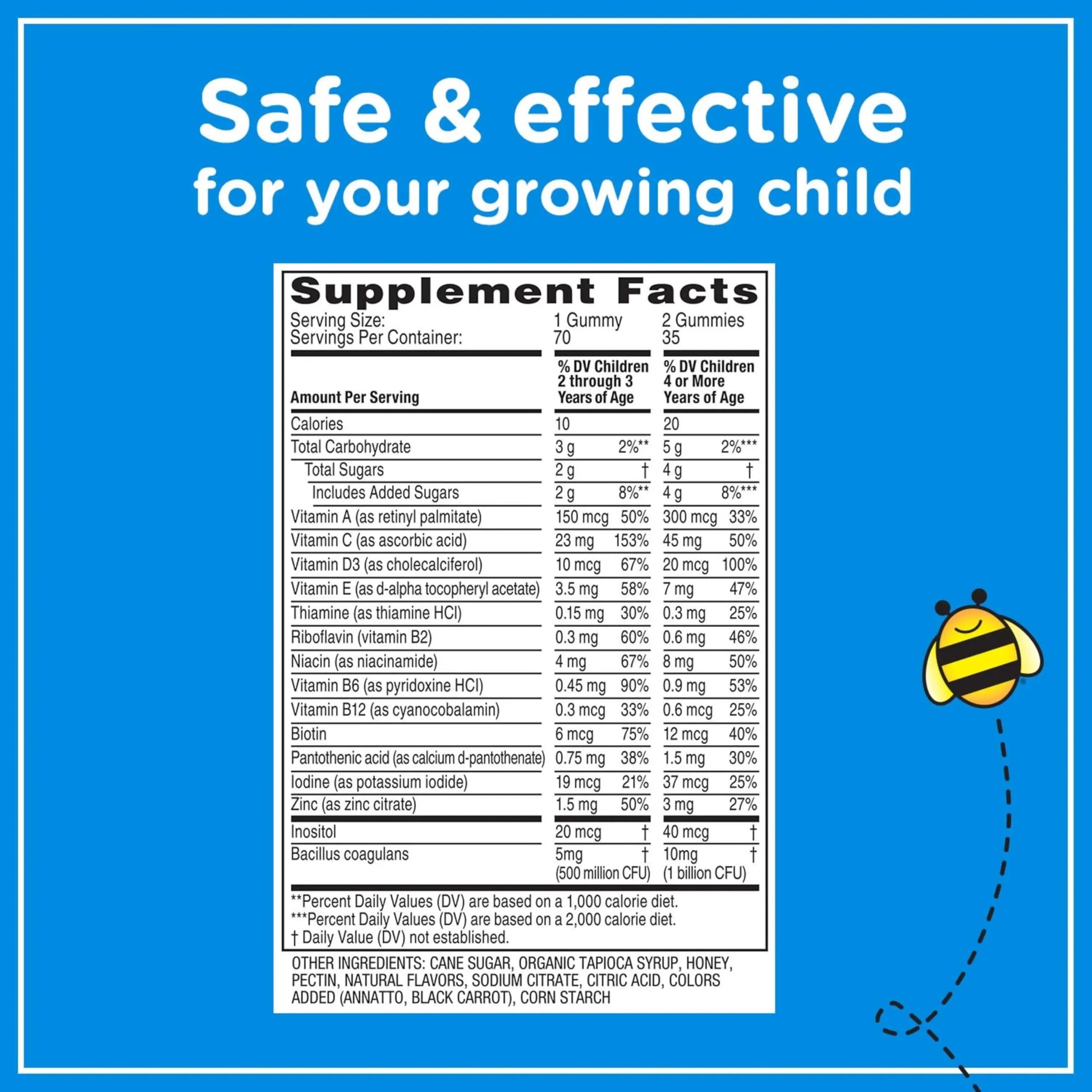 Zarbee's Kid's Complete Multivitamin + Probiotic Gummies with Vitamins A B C D E & zinc for Digestive Health Easy To Chew Kids Daily Multivitamin Gummies Natural Fruit 70 Count Zarbee'sAu supplements