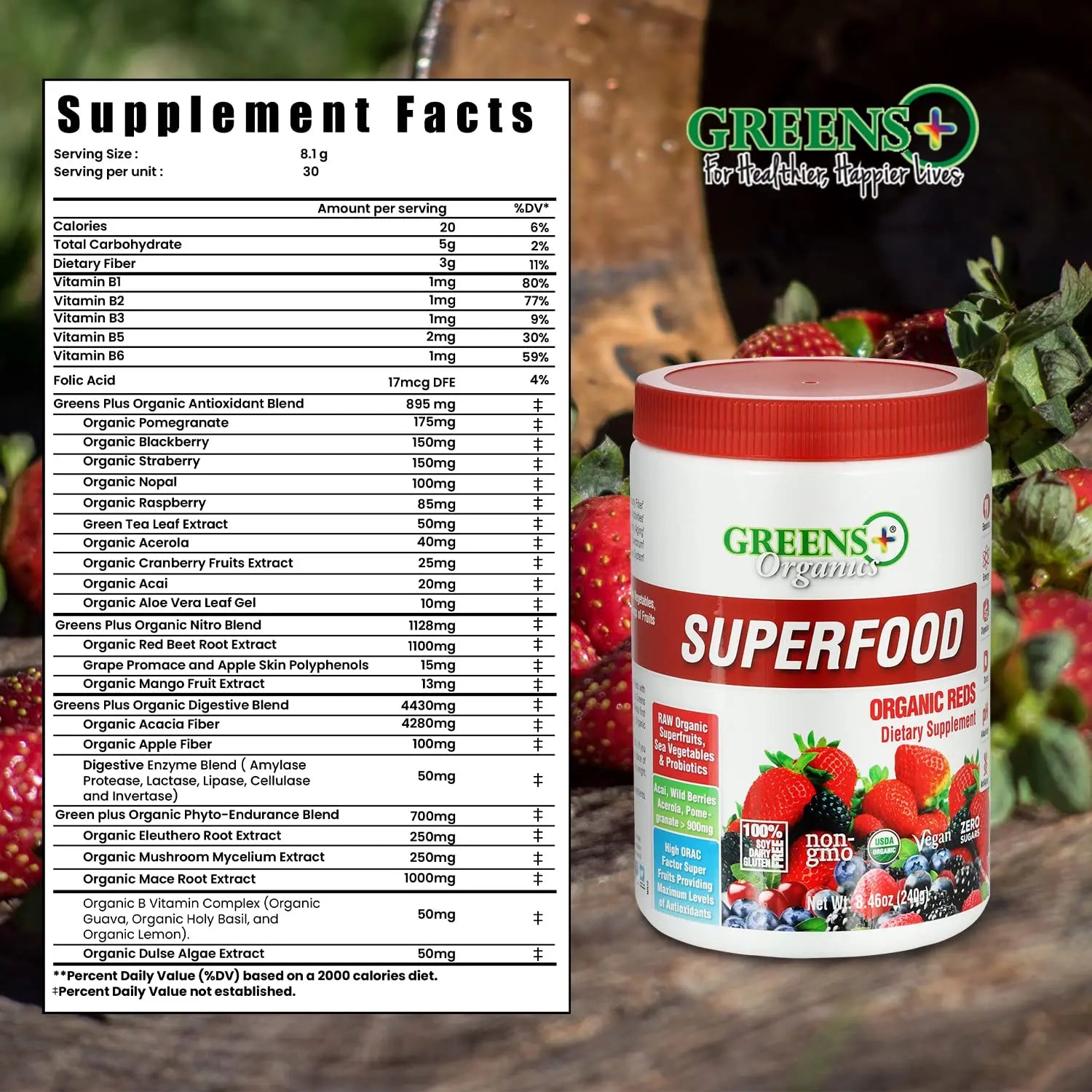 Greens+ Organic Reds Superfood Powder Organic Super Veggie Capsules Greens+nz supplements