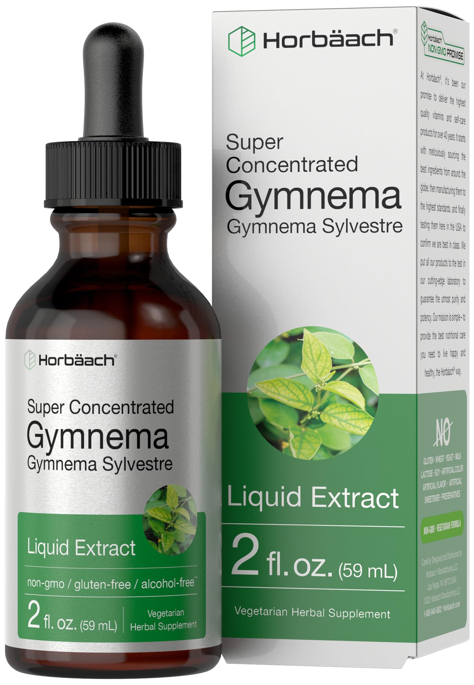 Gymnema Sylvestre Liquid | 2 fl oz | Alcohol Free Supplement | Super Concentrated HorbäachAu supplements