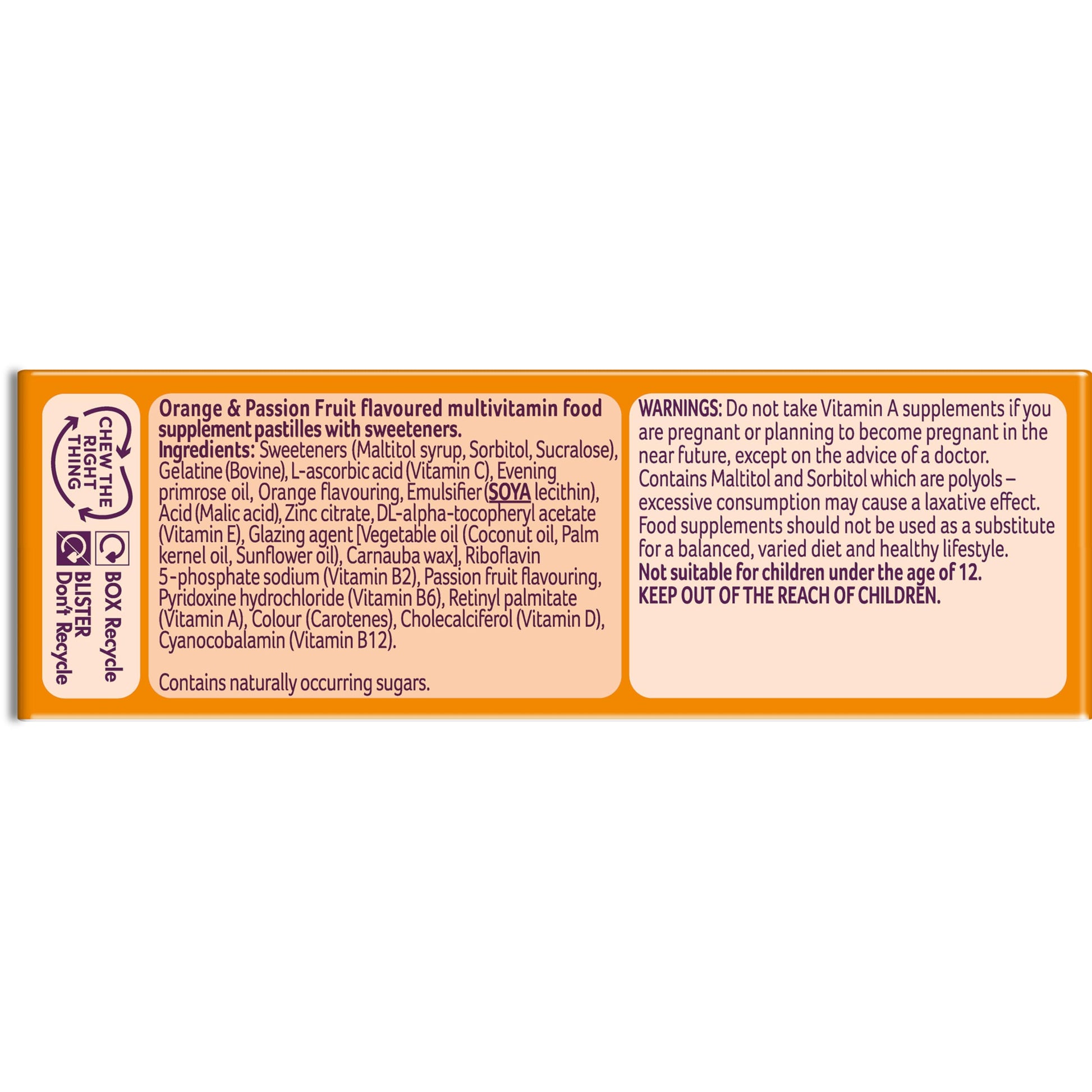 Bassetts Vitamins 12-18 EPO Orange & Passion Fruit 30's, 94.2 g, Orange and passionfruit Bassetts VitaminsUS supplements