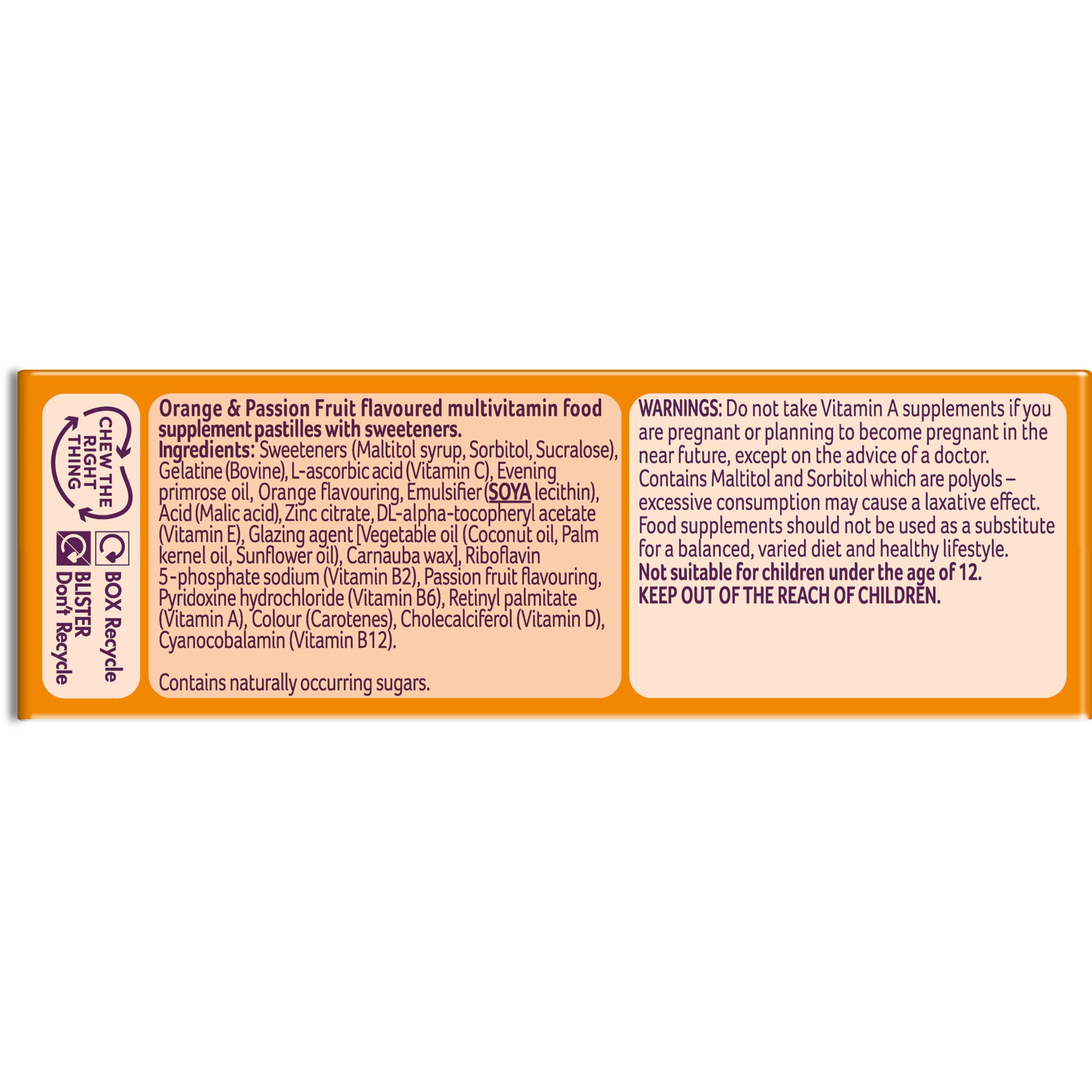 Bassetts Vitamins 12-18 EPO Orange & Passion Fruit 30's, 94.2 g, Orange and passionfruit Bassetts VitaminsUS supplements