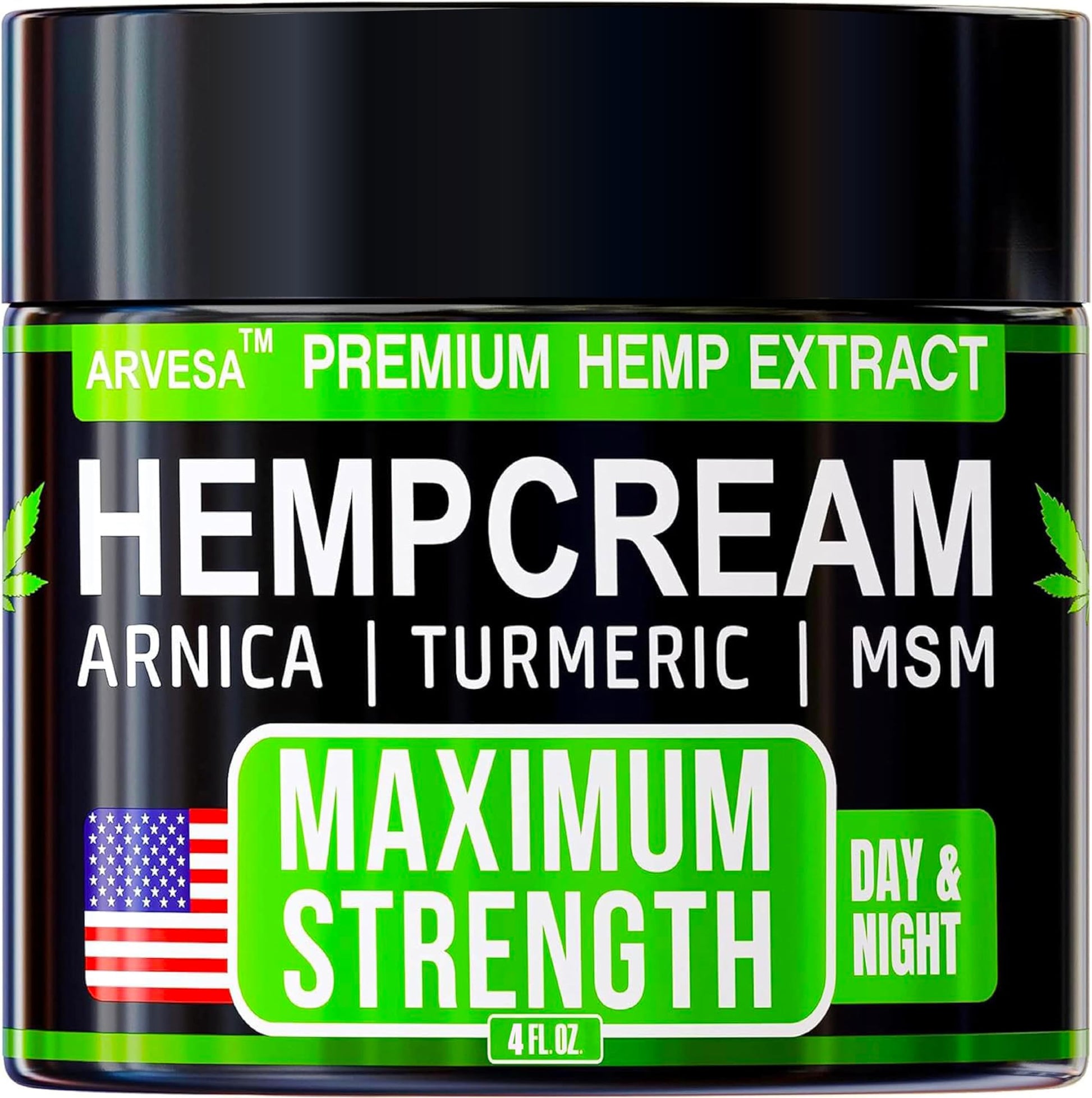 Hemp Cream Maximum Strength with Glucosamine, Arnica, Turmeric, MSM - Natural Hemp Oil Gel Rub - Fast Absorption, Non-Greasy - Advanced Formula - Formulated in USA - 4 FL OZ ArvesaAu supplements