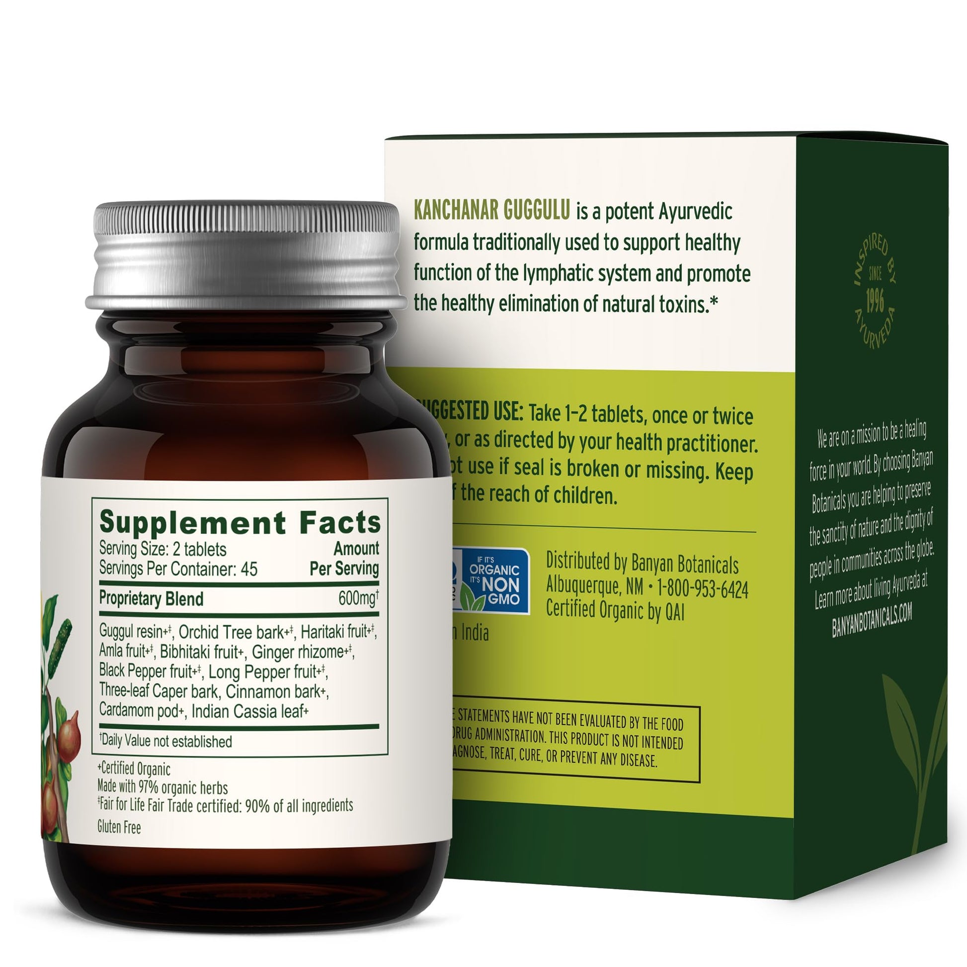 Banyan Botanicals Kanchanar Guggulu Tablets – Organic Lymph Supplement with Guggulu Resin – Promotes the Healthy Elimination of Natural Toxins* – 90 Tablets – Non-GMO Sustainably Sourced Vegan Banyan BotanicalsAu supplements