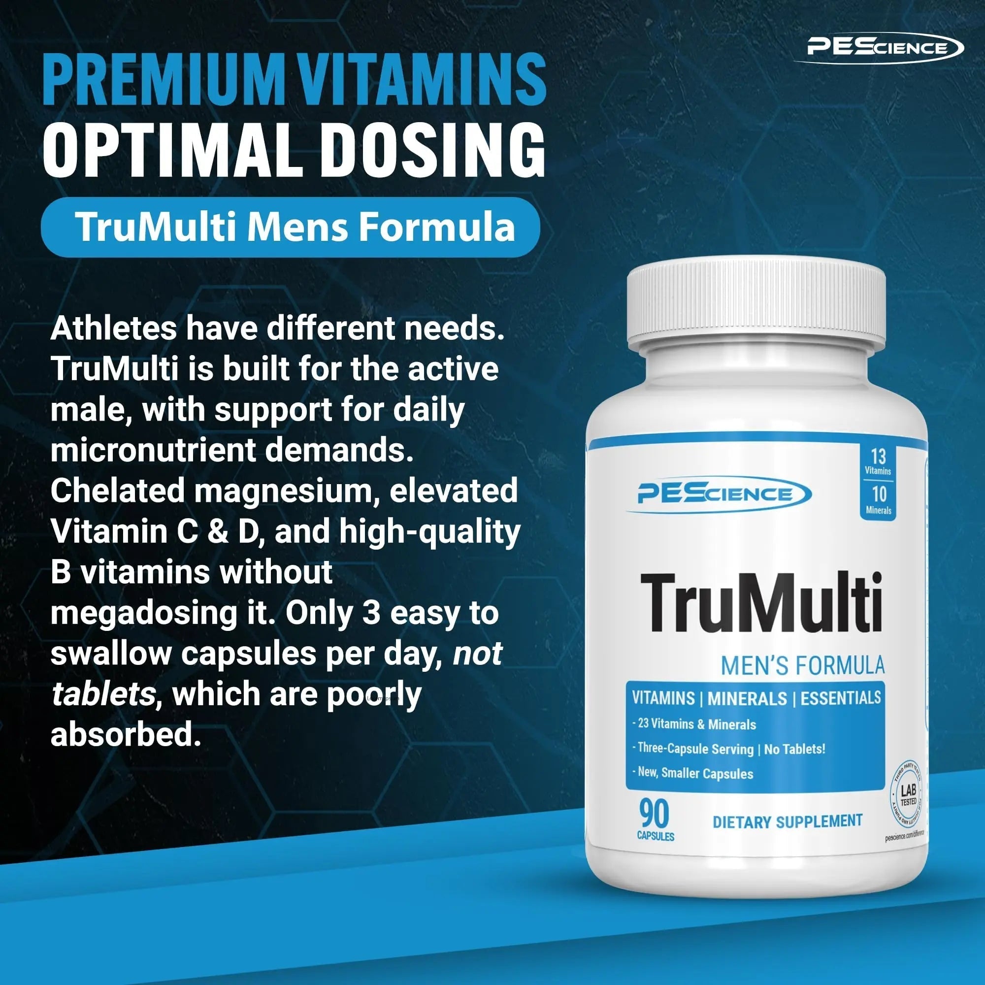 PEScience TruMulti Multivitamin for Men, Daily Formula with Premium Vitamin C, D, Zinc, Chromium Picolinate Supplement for Immune Support PEScienceAu supplements