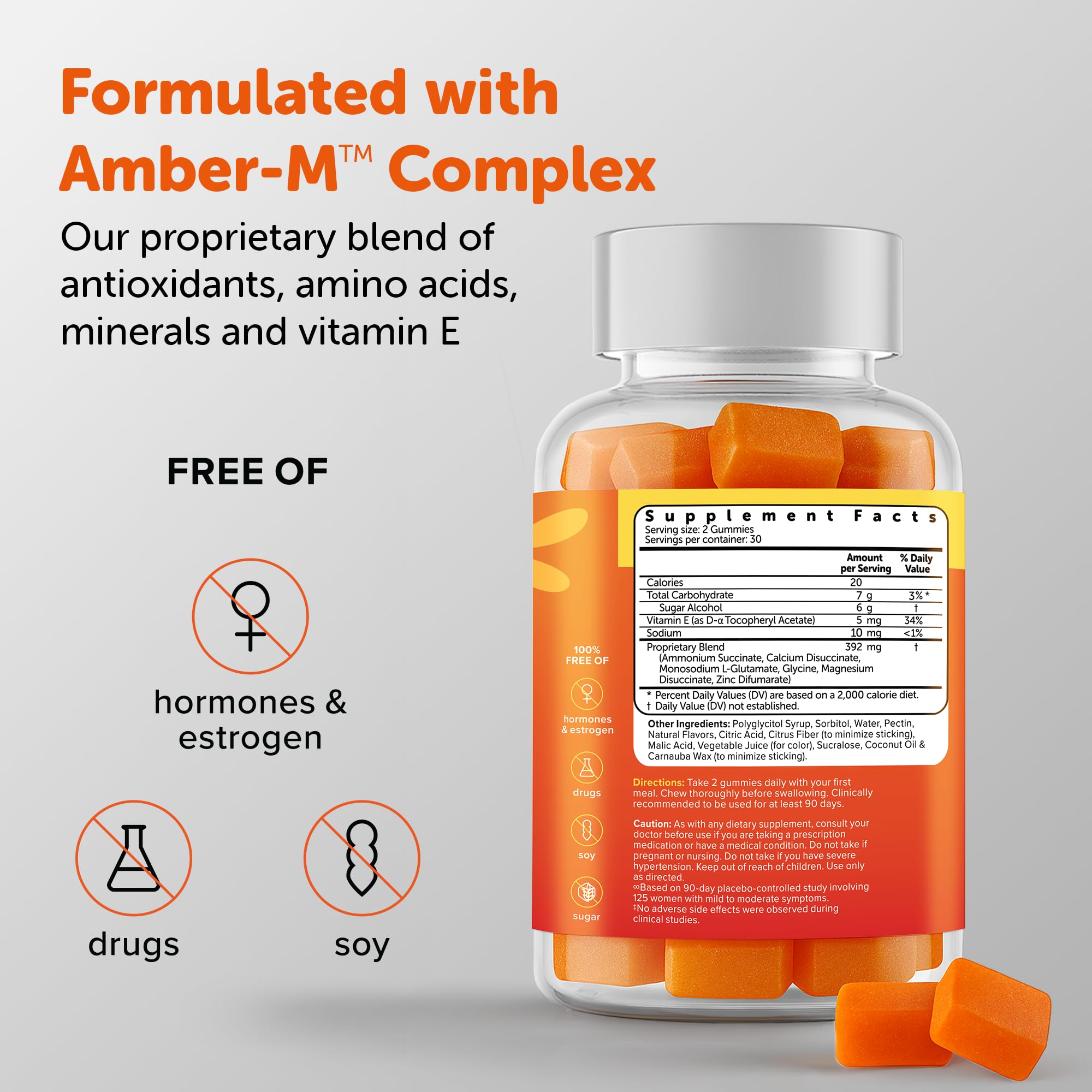 Amberen Menopause Supplement for Women, 60 Gummies, Clinically Proven, Helps Support Hormone Balance, Helps Relieve 12 Menopause Symptoms: Hot Flashes, Night Sweats, Mood Swings and More AmberenAu supplements
