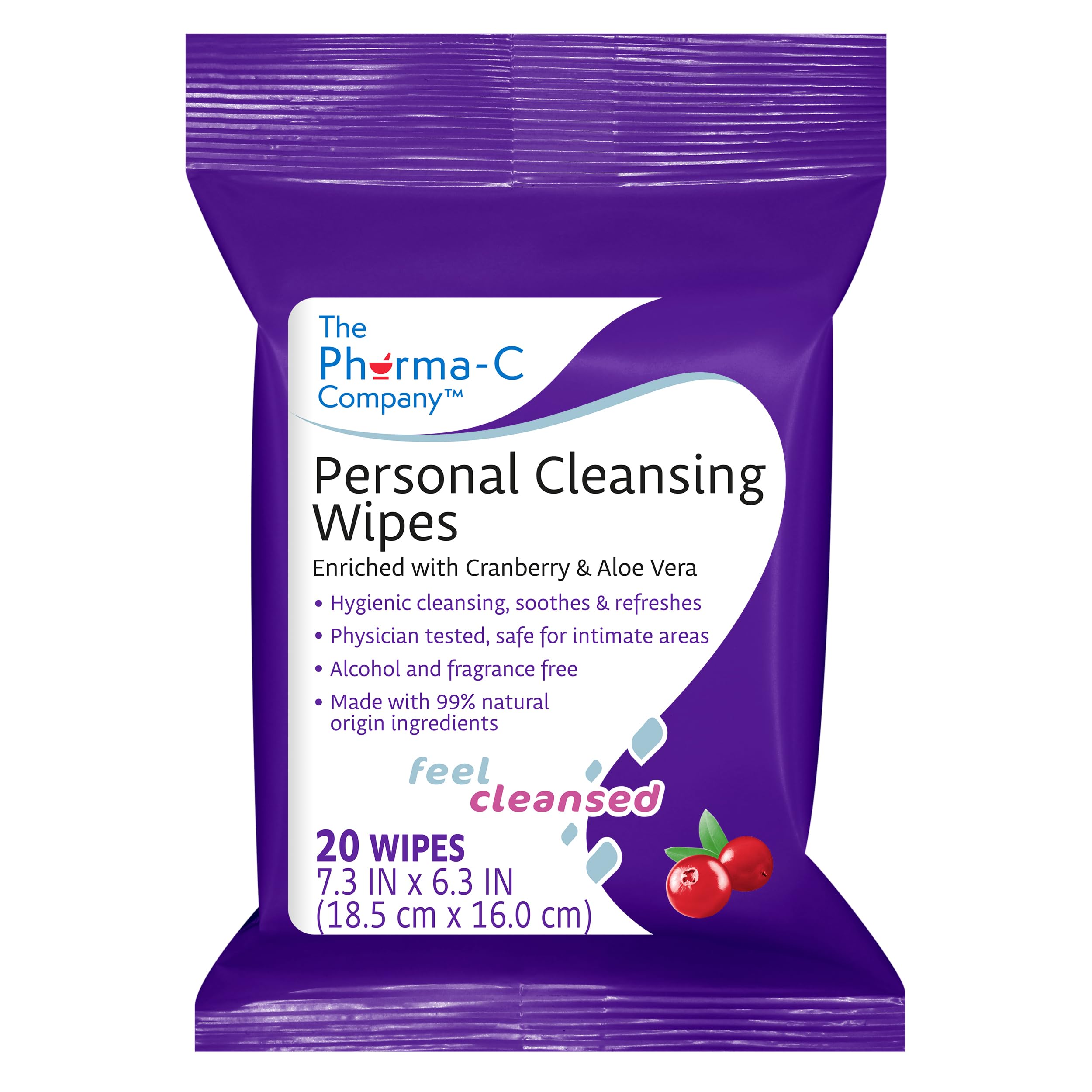 The Pharma-C Company Personal Cleansing Wipes [2 packs of 20 wipes] - Enriched with Cranberry & Aloe Vera GenericAu supplements
