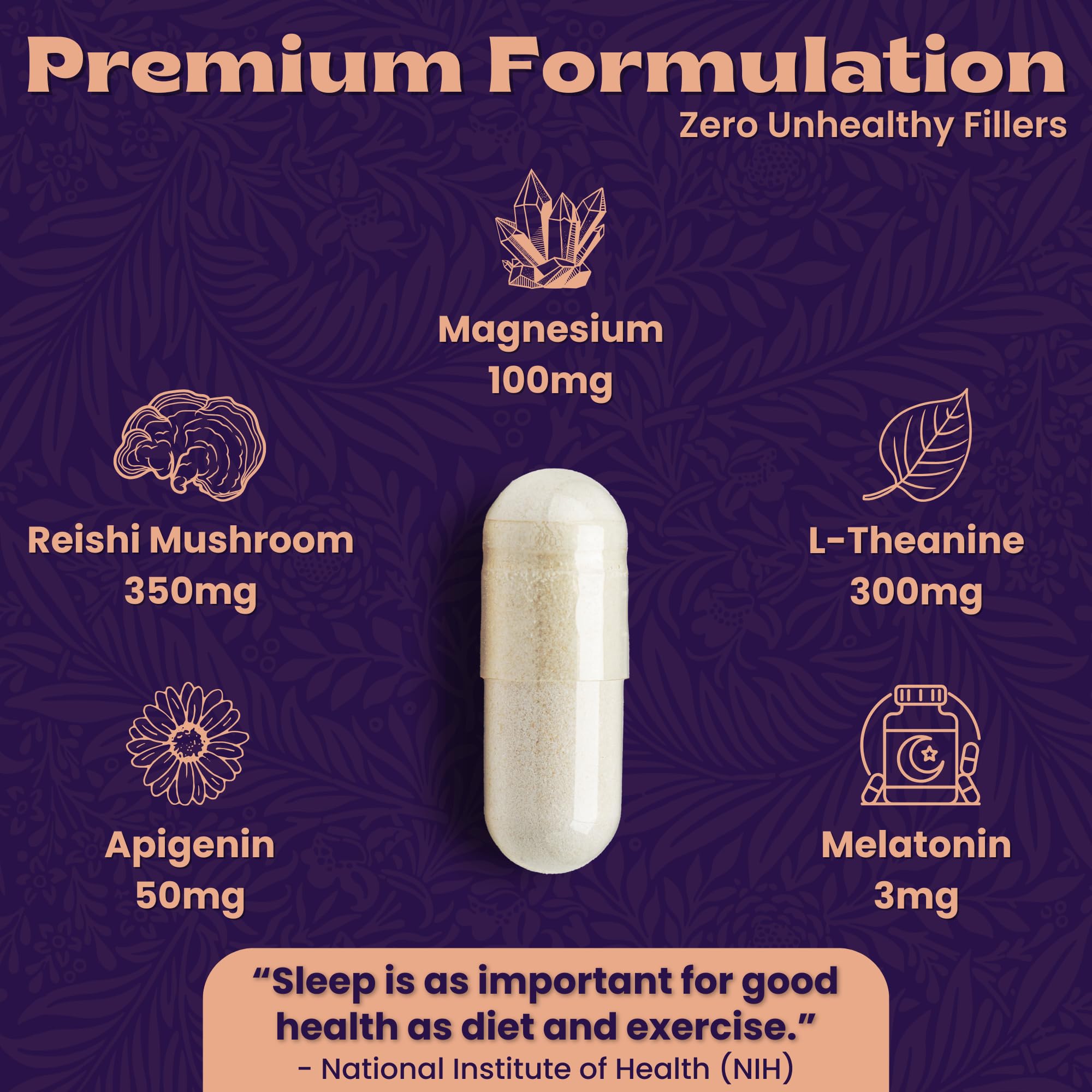 Local Nutrition Natural Sleep Aid with Magnesium Glycinate, Reishi Mushroom Extract, L-Theanine, Apigenin, and Melatonin - Sleep Supplement for Adults Seeking Deep Rest - 60 Capsules, Made in The USA Local NutritionAu supplements