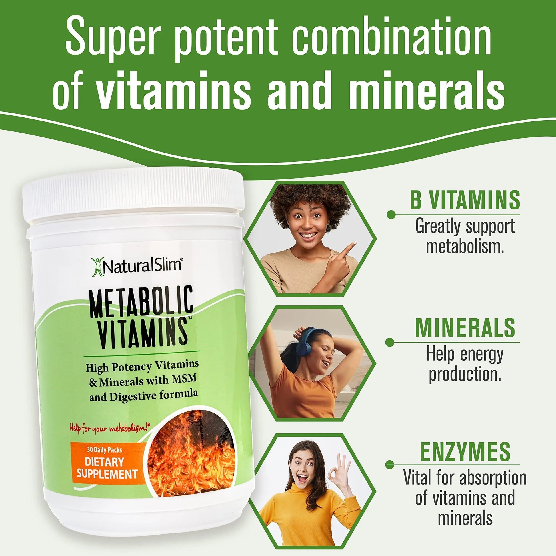 NaturalSlim Metabolic Vitamins - Combination of High Potency Multivitamins, Minerals, B Complex, Msm, & Digestive Formula Supplements NaturalSlimAu supplements