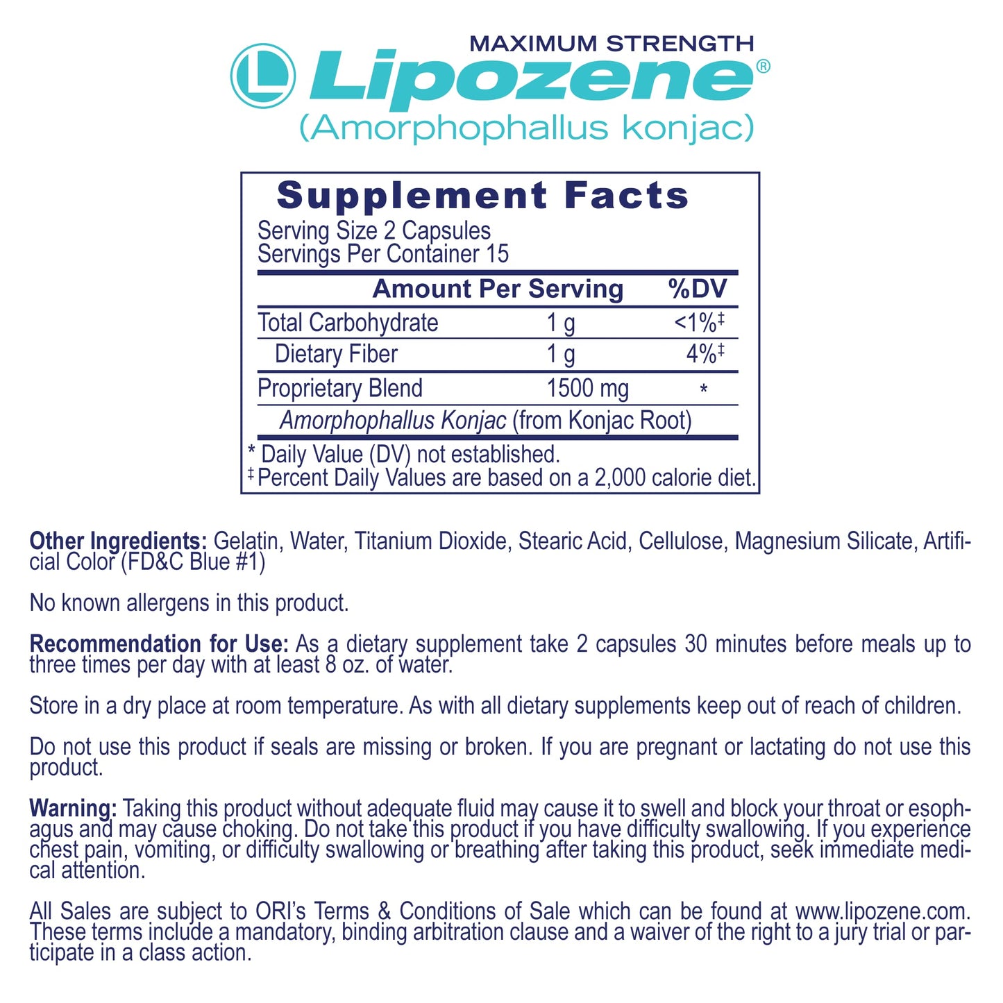 Lipozene Diet Pills - Weight Loss Supplement - Appetite Control - Two Bottles of 30 Capsules LipozeneUS supplements