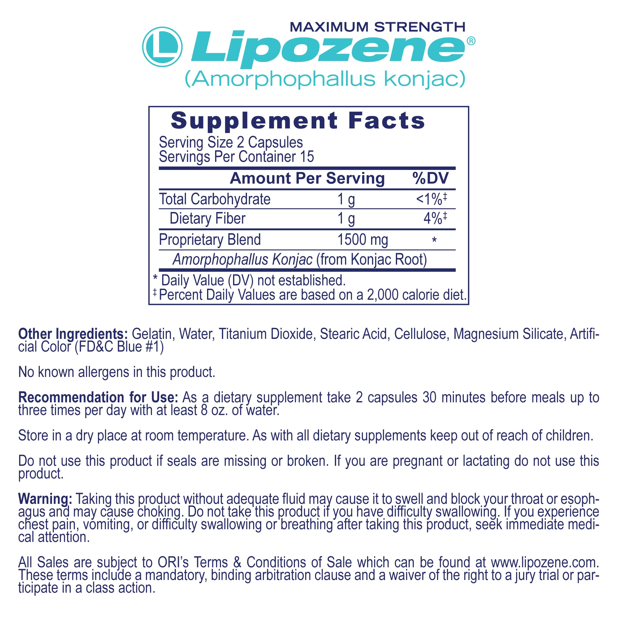 Lipozene Diet Pills - Weight Loss Supplement - Appetite Control - Two Bottles of 30 Capsules LipozeneUS supplements