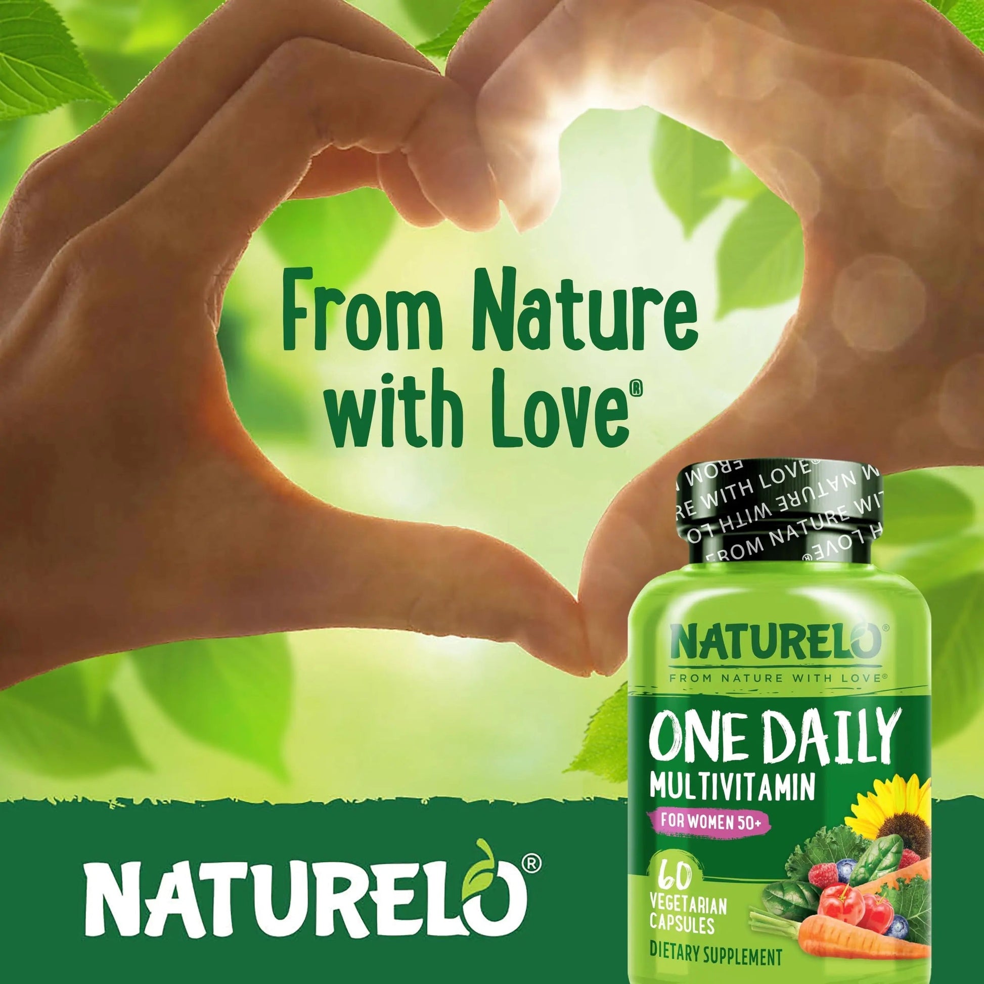 NATURELO One Daily Multivitamin for Men 50+, 60 Capsules and One Daily Multivitamin for Women 50+ (Iron Free), 60 Capsules Bundle - 2 Month Supply NATURELOAu supplements