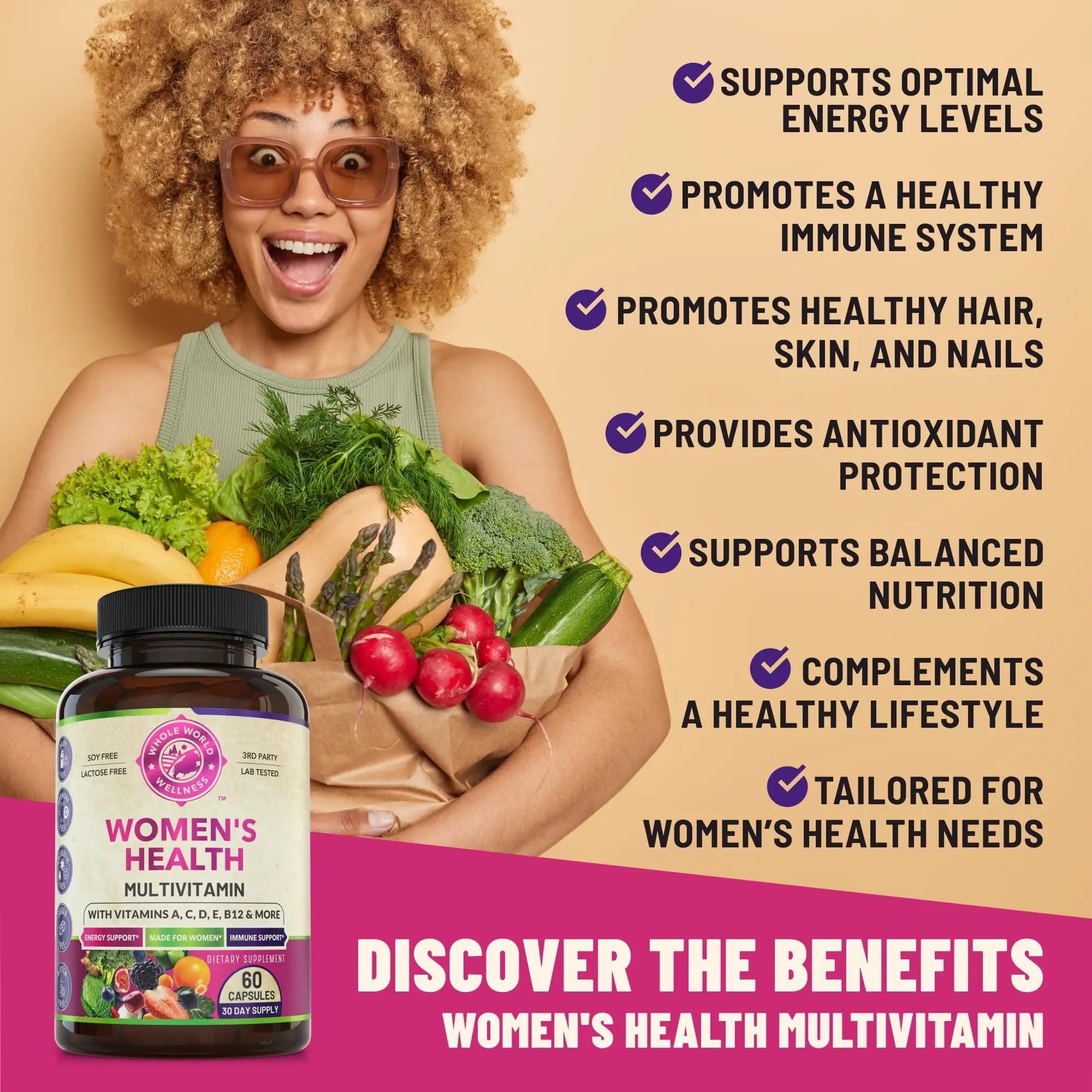 Womens Daily Multivitamins & Mens Daily Multivitamins Bundle (One Bottle Each) - Supports Holistic Wellness, Including Energy & Focus. Multivitamin & Multimineral Blend. Made in The USA. WHOLE WORLD WELLNESSnz supplements