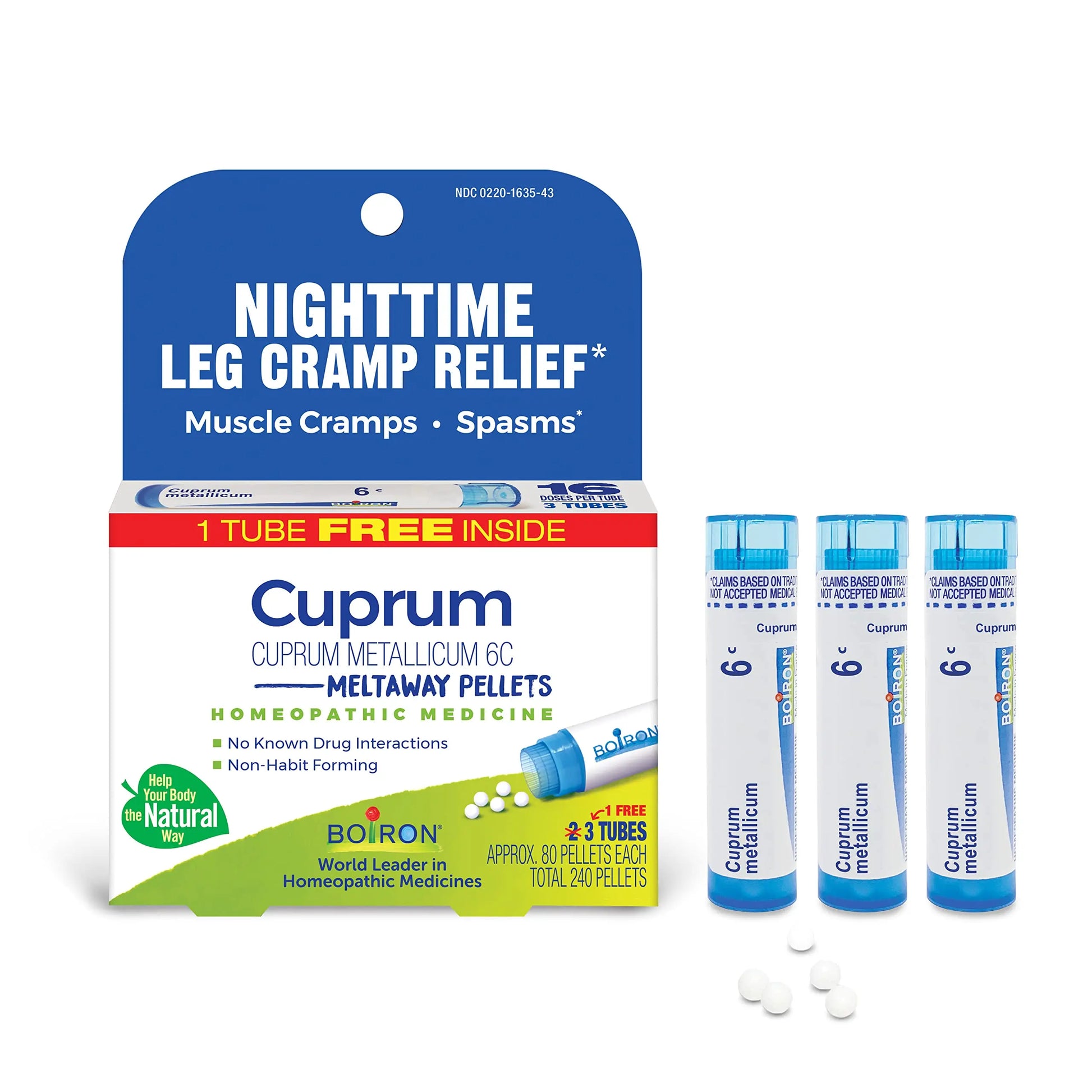 Boiron Cuprum Metallicum 6C Homeopathic Medicine for Nighttime Leg Cramp Relief, Muscle Cramps, and Spasms - 3 Count (240 Pellets) BoironAu supplements