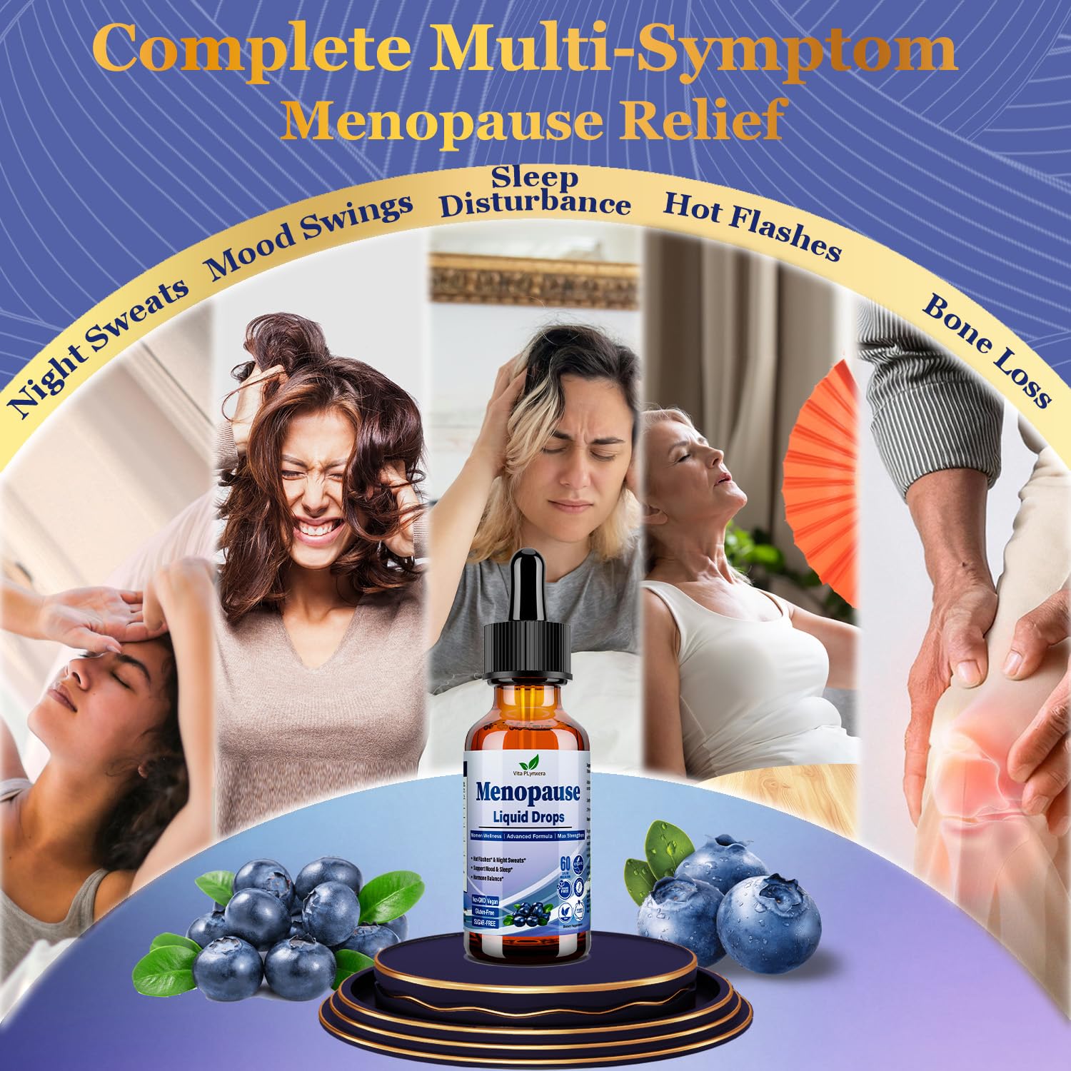 Menopause Supplements Liquid Drops, 8-in-1 Menopause Vitamin w. Black Cohosh, Ashwagandha, D3 B6 Multivitamin for Hot Flash, Night Sweats, Hormone Balance & Mood Support for Women Over 40 Vita PLynxeraAu supplements