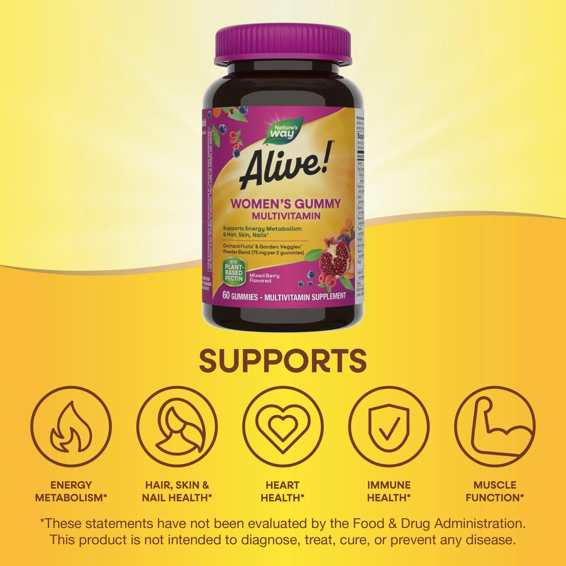 Nature's Way Alive! Women’s Gummy Multivitamin, 16 Vitamins & Minerals, Energy Metabolism*, Hair Skin & Nails Nature's WayAu supplements