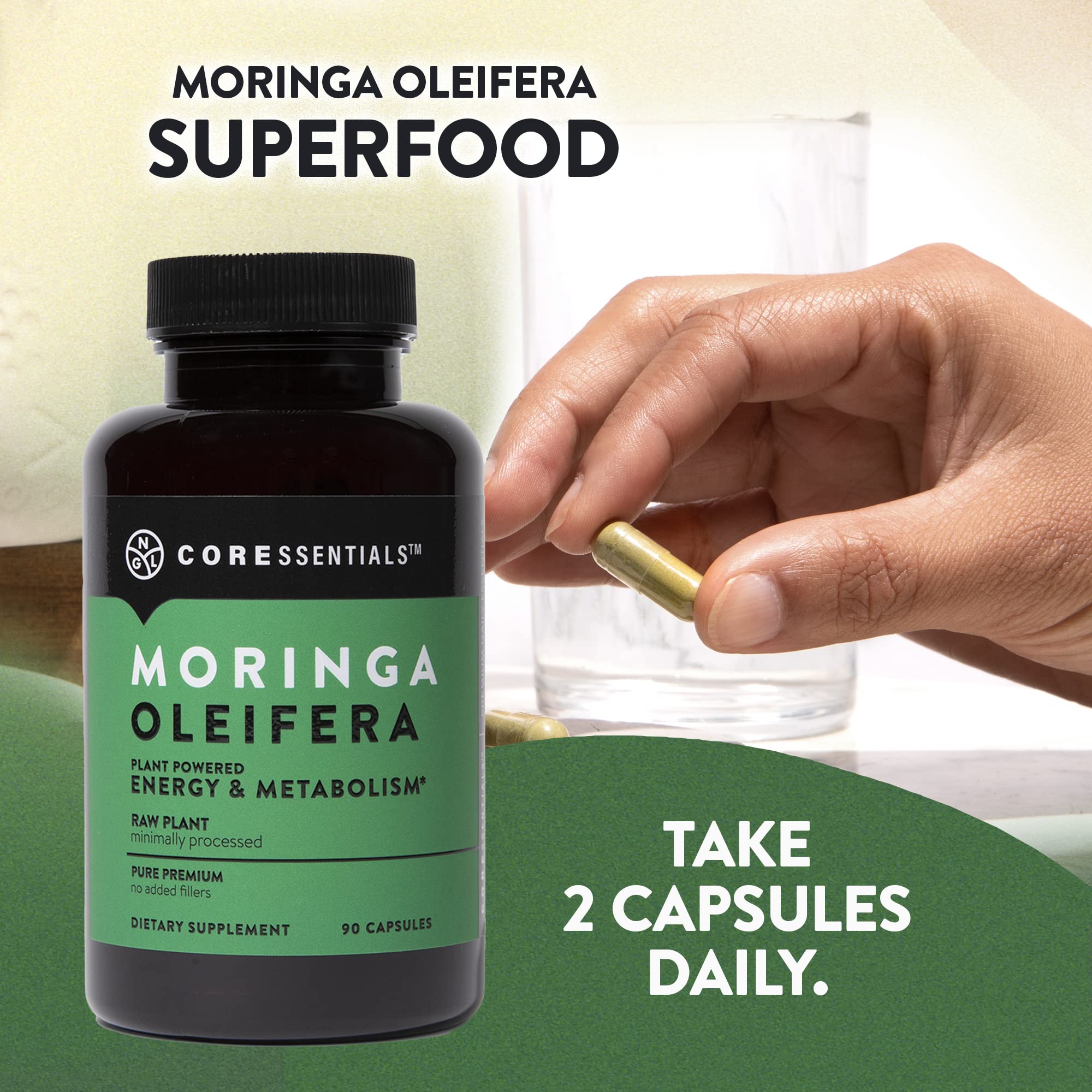 NGL Moringa Capsules 1300mg | Pure Raw Moringa Oleifera Superfood Dietary Supplement | 90 Capsules NGLAu supplements