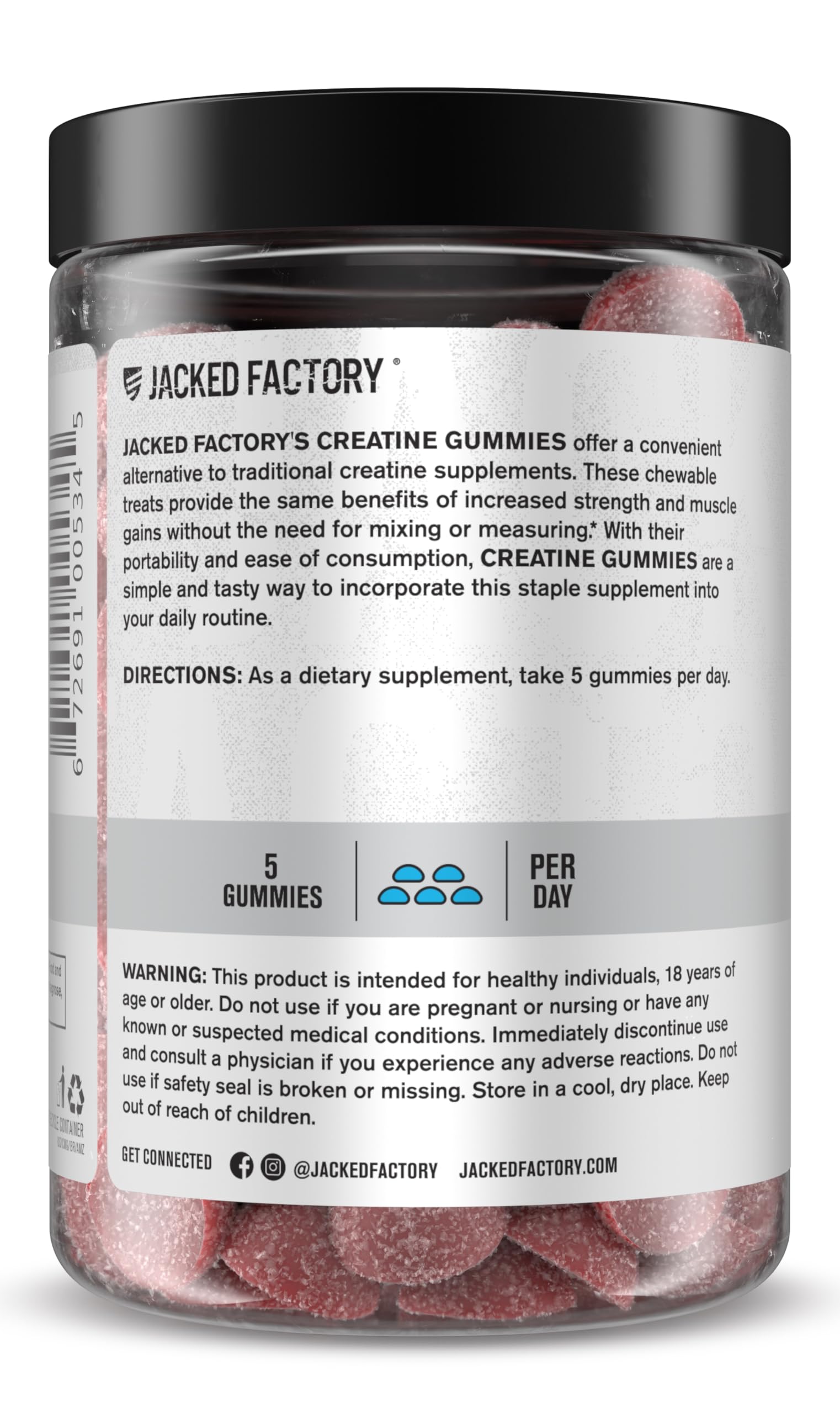 Jacked Factory Creatine Gummies 5g Daily Dose (1g per Gummy) - Creatine Gummy for Men and Women, Vegan-Friendly, Travel-Friendly, Third-Party Tested - 150 Gummies, Blue Raspberry Jacked FactoryAu supplements