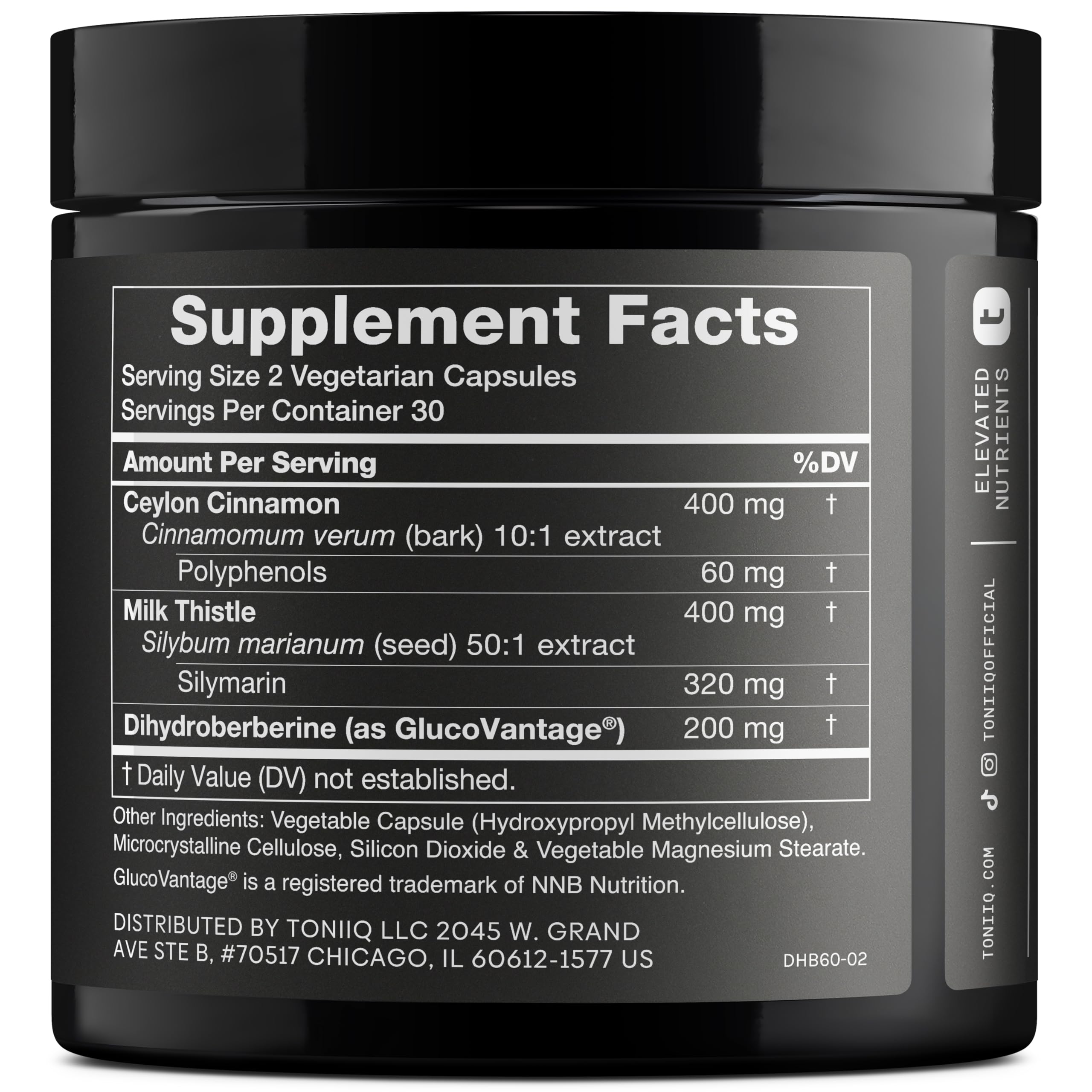 Toniiq Dihydroberberine Supplement - Ultra High Potency 1,000mg Formula with GlucoVantage, 10:1 Ceylon Cinnamon & 50:1 Milk Thistle - Third-Party Lab Tested ToniiqAu supplements