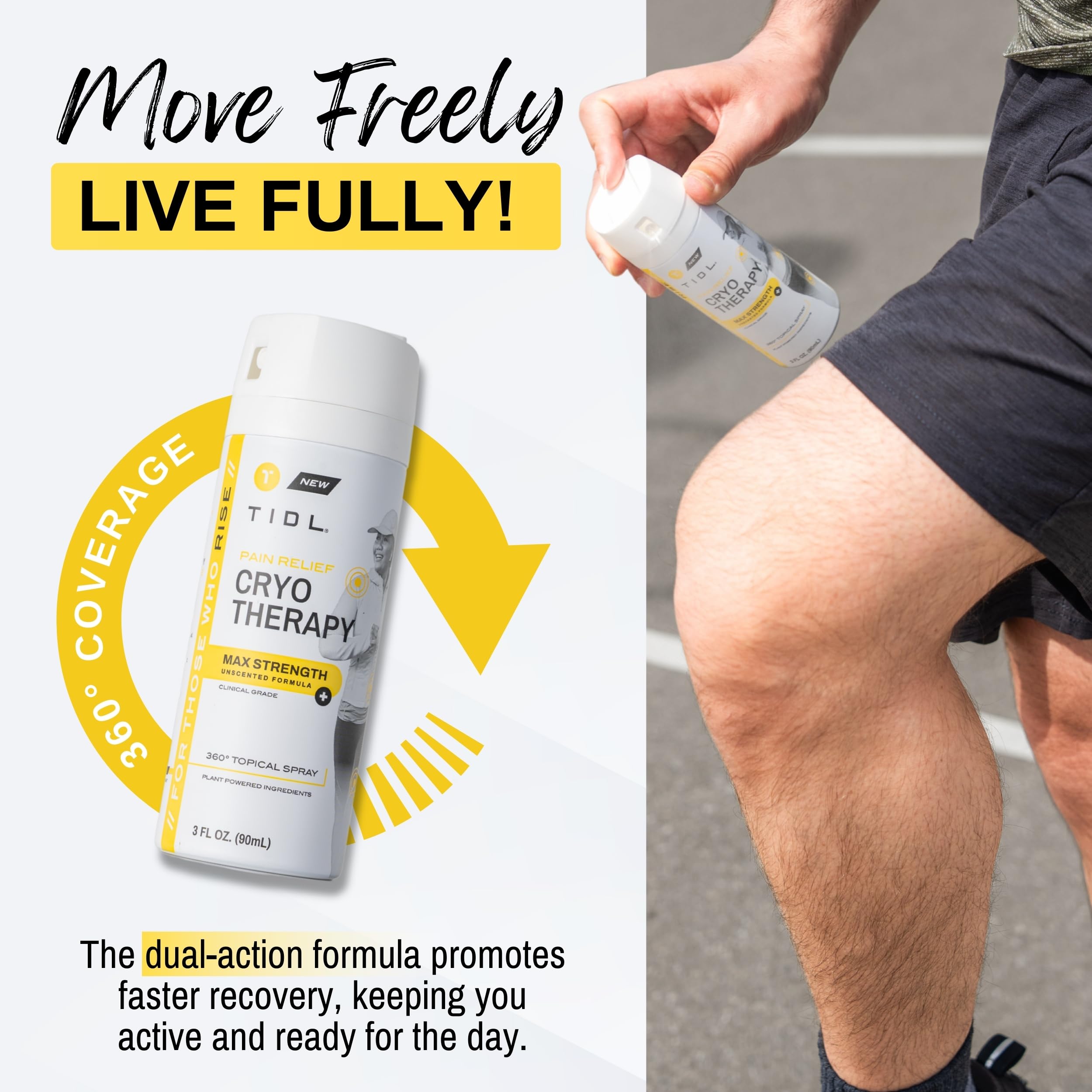 TIDL Cryotherapy Pain Relief Spray, 3 Oz (Pack of 2) Max Strength for Fast-Acting Muscle, Joint & Neck Pain Relief, Plant-Based Menthol & Camphor Pain Reliever, Quick Drying Formula TIDLAu supplements