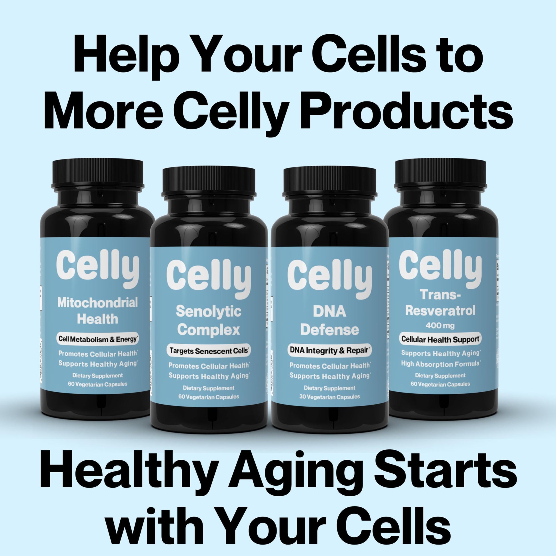 Celly NAD Booster | Longevity Supplement for Healthy Aging with NR (Nicotinamide Riboside) and Nicotinamide | Promotes Cell Function & Vitality | Non-GMO & 3rd Party Tested CellyAu supplements