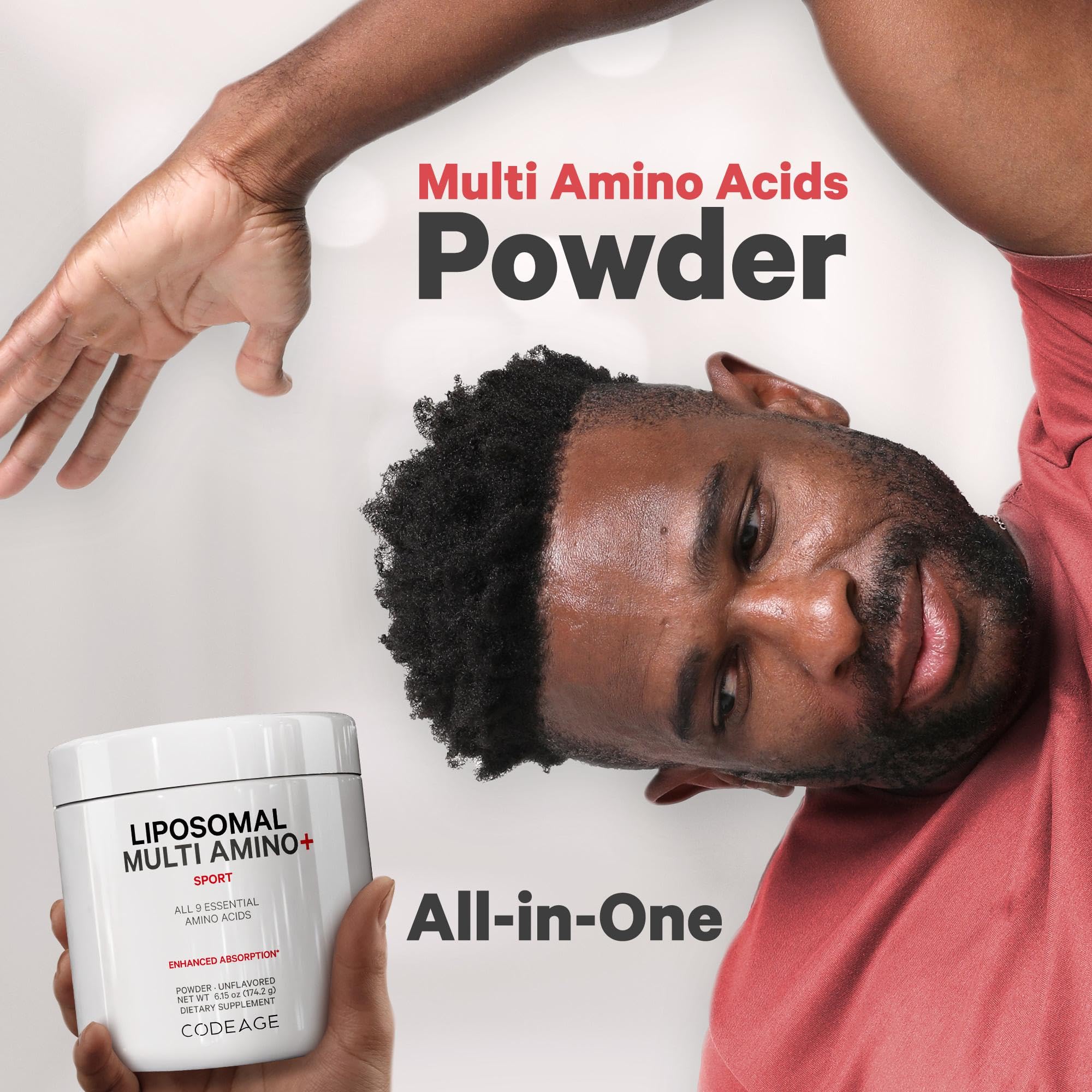 Codeage Liposomal Multi Amino Powder Supplement - BCAA & EAA Supplement All 9 Essential Amino Acids, Branched-Chain Amino Acid, Pre & Post Workout, Unflavored, Liposomal Delivery, Non-GMO, 6.15 oz CodeageAu supplements