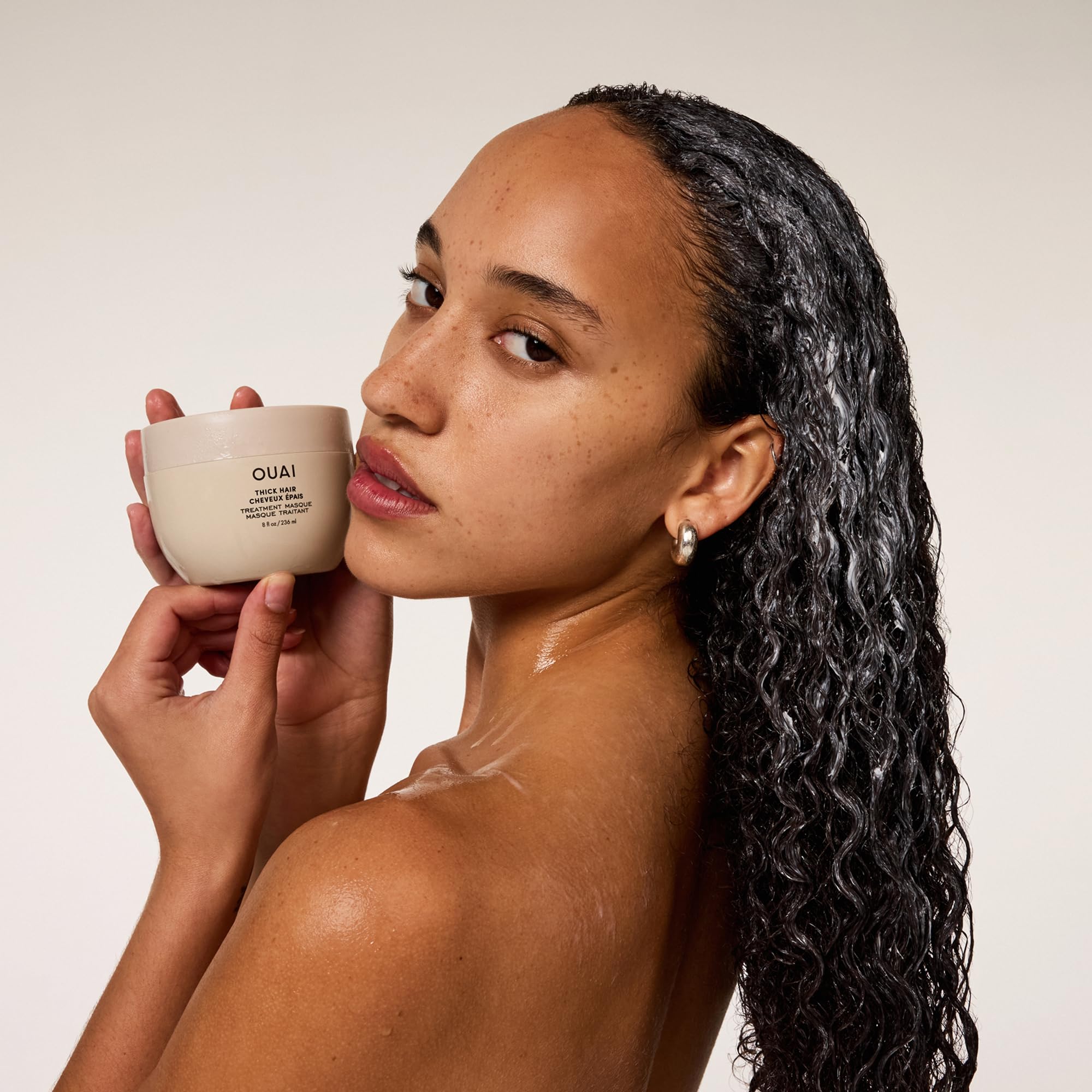 OUAI Thick Hair Mask - Treatment Masque with Almond Oil, Olive Oil, & Hydrolyzed Keratin to Restore Damaged Hair - Phthalate & Paraben Free Masque (3.4 Oz) OUAIAu supplements