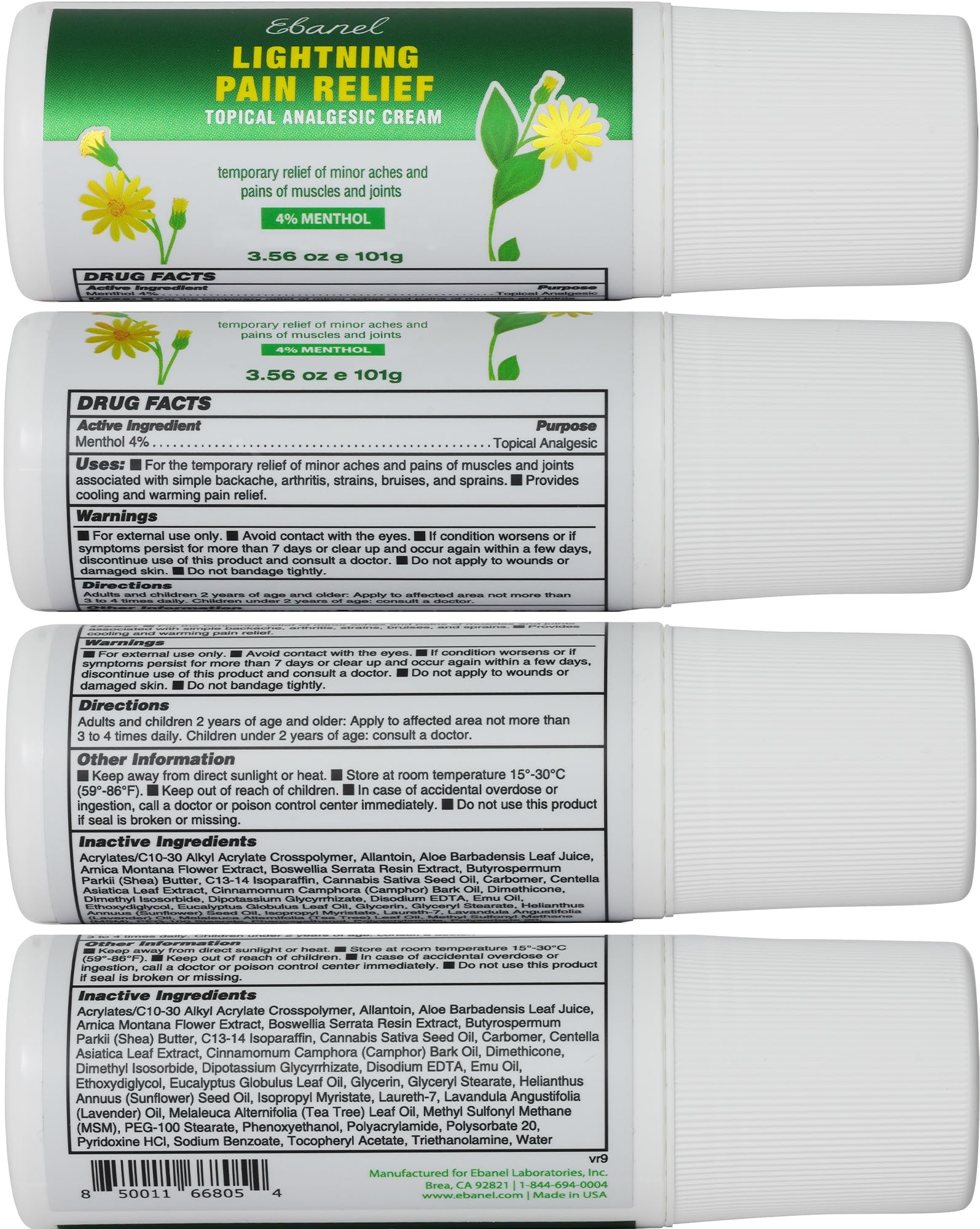 Ebanel Pain Relief Roll On for Arthritis, Foot, Back, Joint, Neck, Strains & Sprains with Menthol, Camphor, Arnica, Emu Oil, MSM, Boswellia, Targeted Muscle Pain Relief Roll On EbanelAu supplements