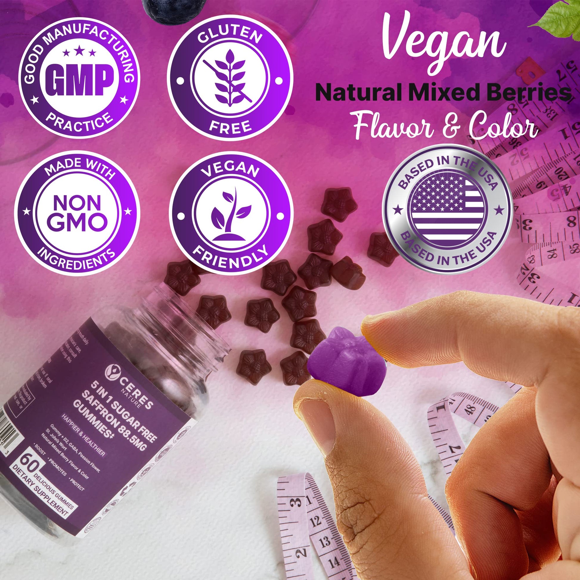 Premium Saffron Extract 88.5mg** Gummy - Appetite Control, Eye Support, Boost Energy Ceres NatureAu supplements